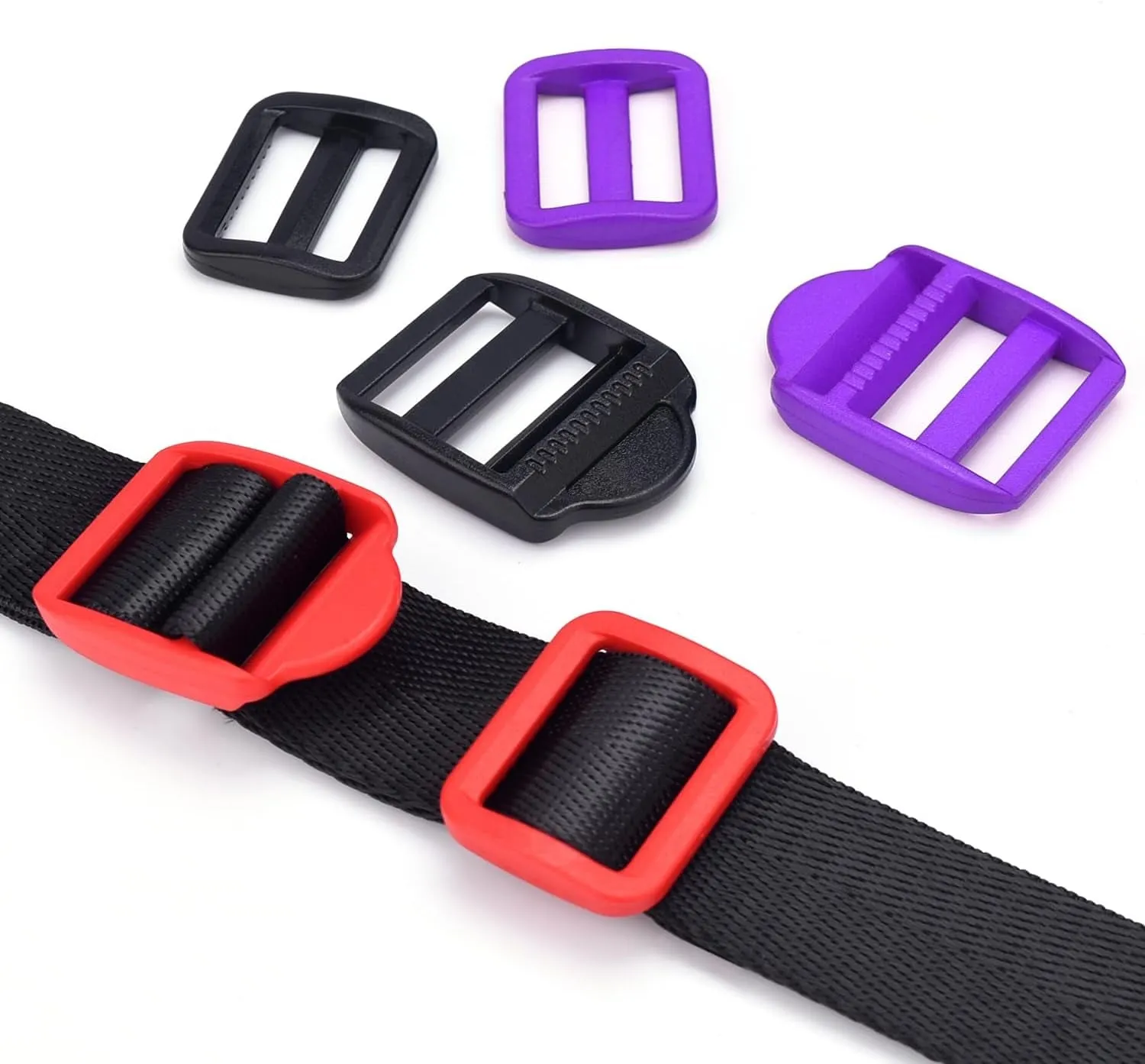 12 Pcs Ladder Slider Buckles 12 Pcs Tri Glide Slider for Backpack Strap Clips, Plastic Clips for Straps Adjuster, Backpack Clips for 1 Inch Webbing Strap.