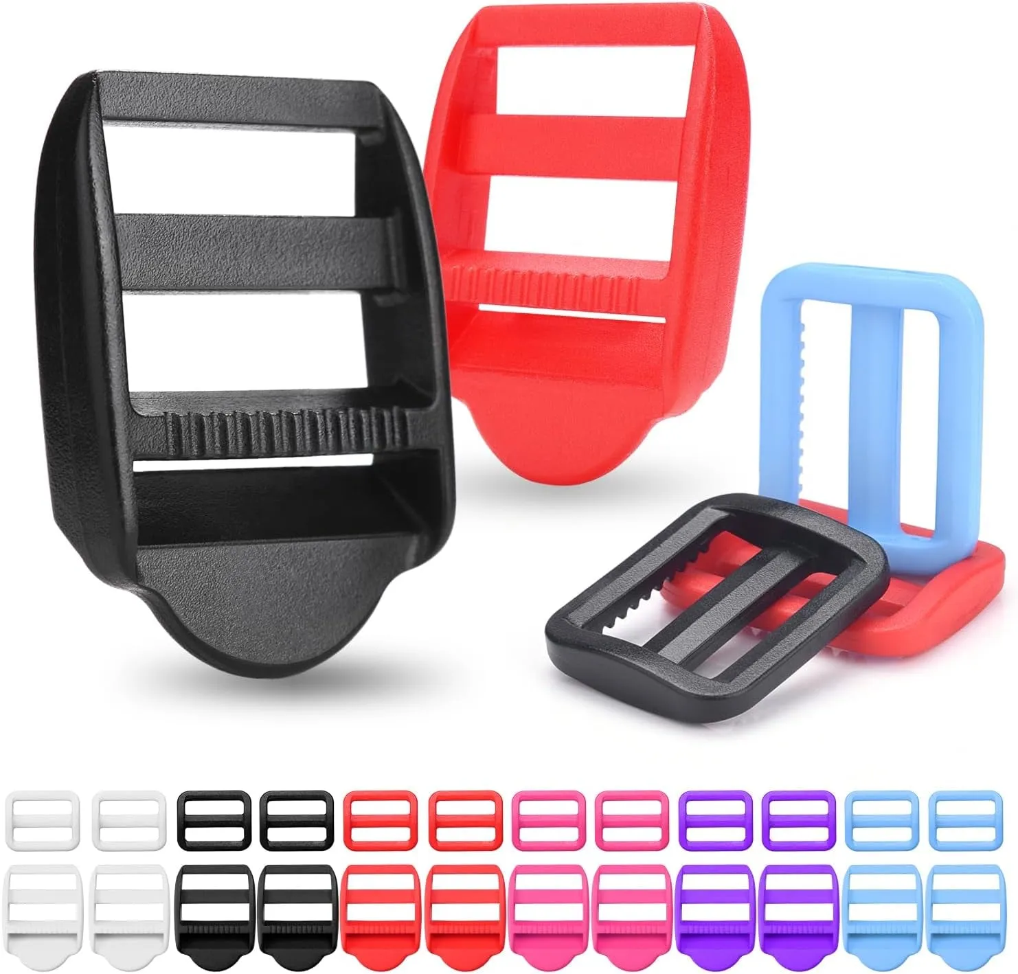 12 Pcs Ladder Slider Buckles 12 Pcs Tri Glide Slider for Backpack Strap Clips, Plastic Clips for Straps Adjuster, Backpack Clips for 1 Inch Webbing Strap.