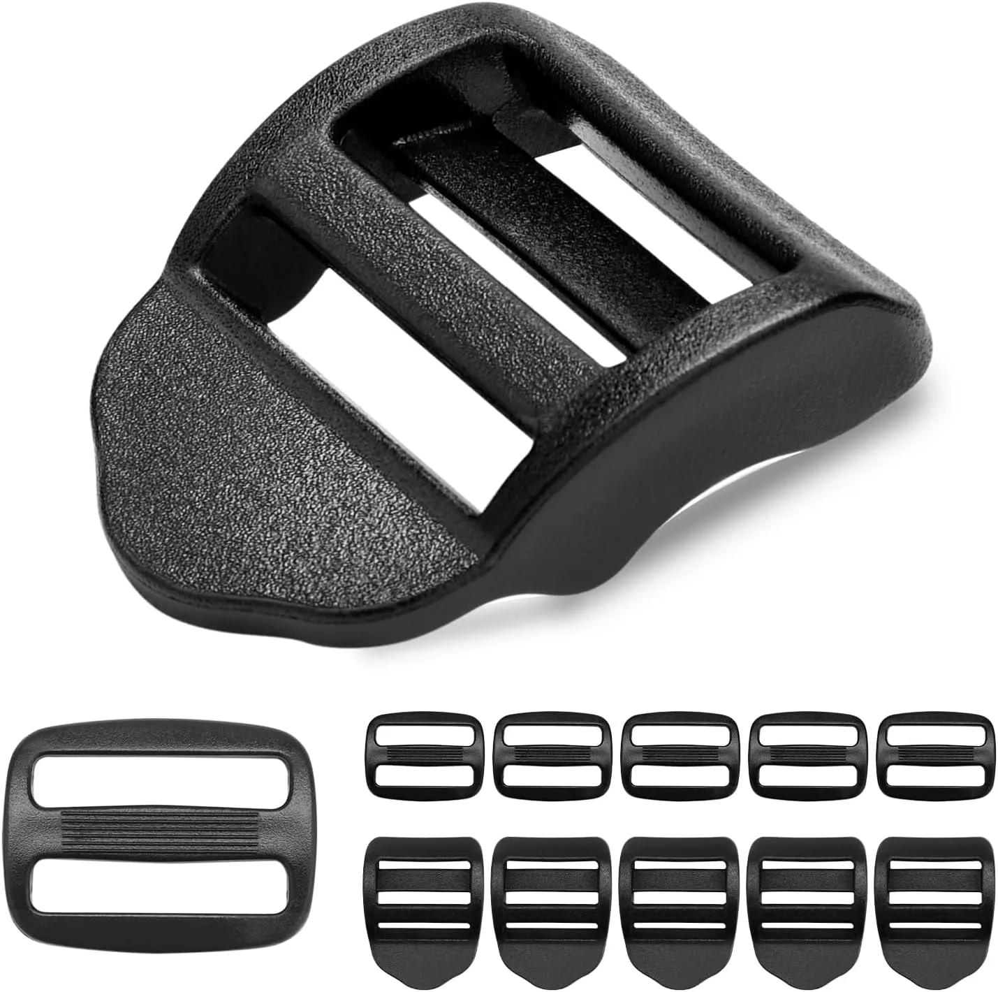 12 Pcs Ladder Slider Buckles 12 Pcs Tri Glide Slider for Backpack Strap Clips, Plastic Clips for Straps Adjuster, Backpack Clips for 1 Inch Webbing Strap.