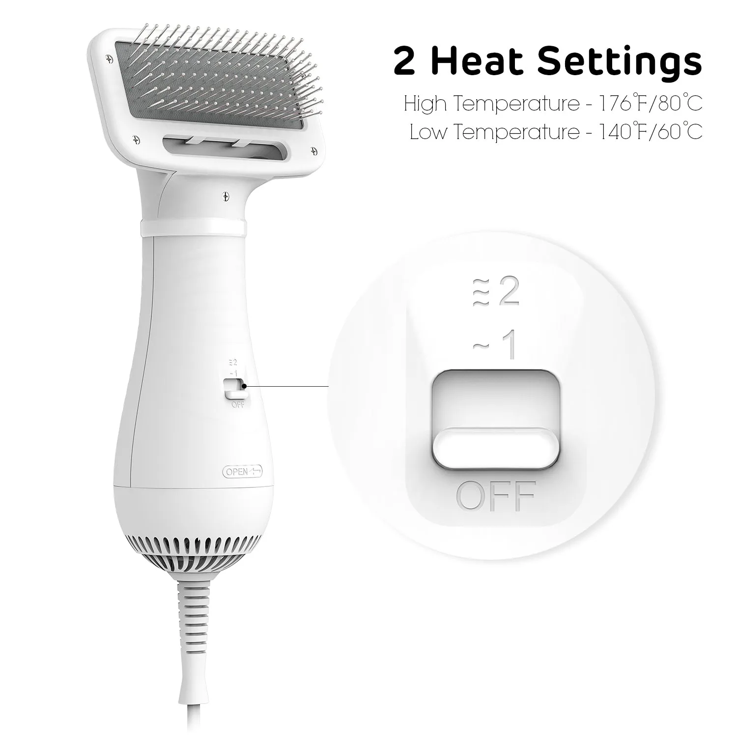 2-in-1 Pet Grooming Hair Dryer with Brush