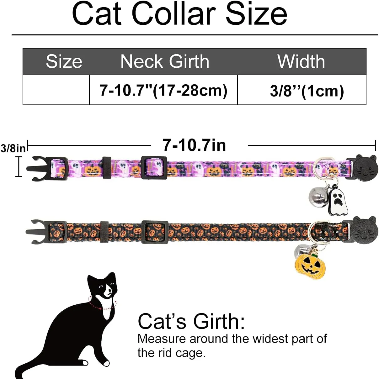 2 Pack Cat Collar Breakaway with Bells, Adjustable Cute Tribal Pattern Kitten Safety Collars for Boys & Girls, Purple   Black