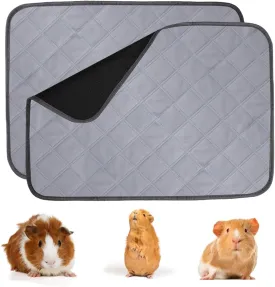 2 Pack Guinea Pig Cage Liners Washable Pee Pads Training Pads, Reusable Pee Pads Non Slip Absorbent Mat for Small Animals, Cats, Rat, Dogs, Bunny(23.6 x 17.3 Inch)