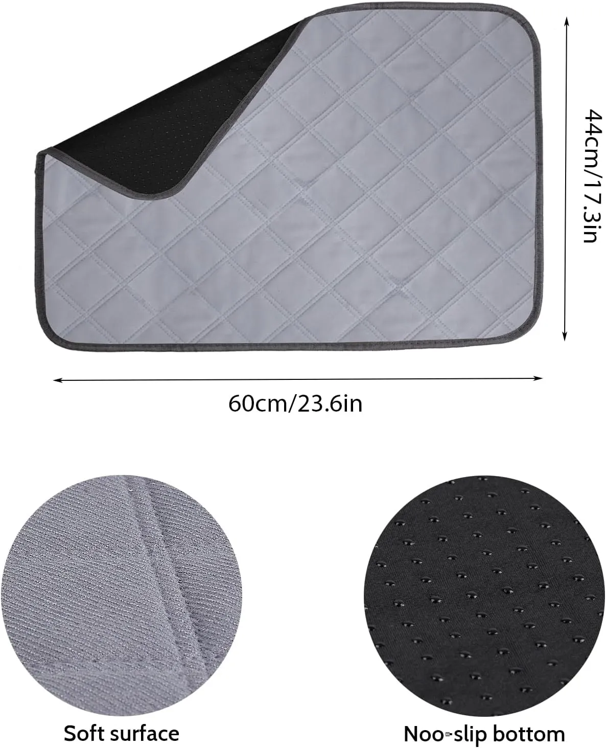 2 Pack Guinea Pig Cage Liners Washable Pee Pads Training Pads, Reusable Pee Pads Non Slip Absorbent Mat for Small Animals, Cats, Rat, Dogs, Bunny(23.6 x 17.3 Inch)