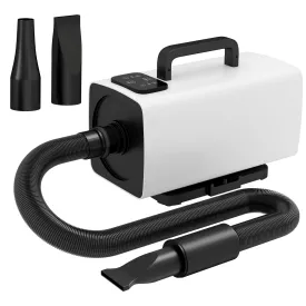 2200W Dog Hair Dryer with Auto Adjustable Temperature & Airflow, 3 Nozzles, Digital Screen, for Dogs Cats, White