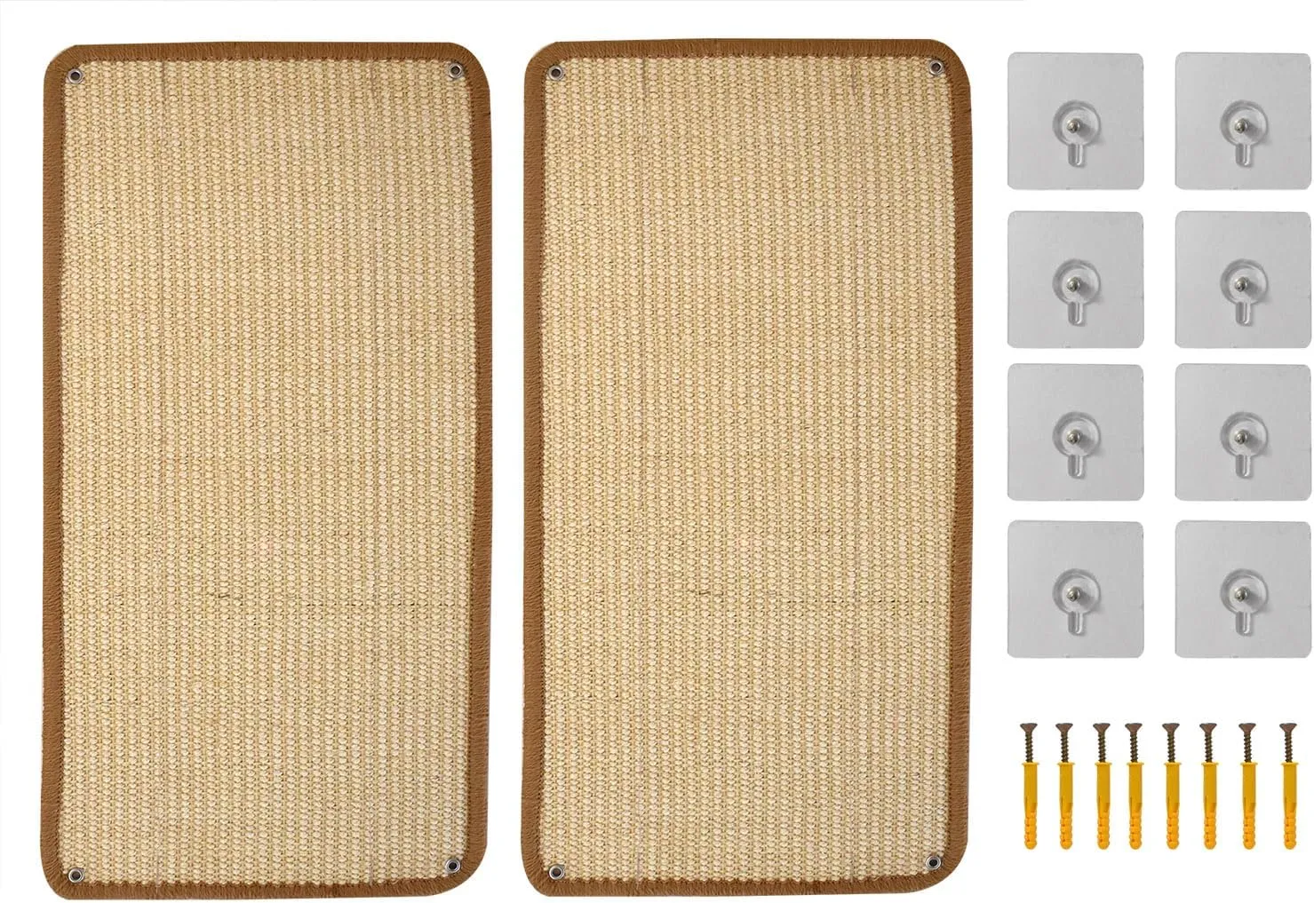 2PCS 21.7"x11" Cat Scratch Mat Wall Mounted Scratching Pads,Cat Scratch Rug,Sisal Floor Scratcher (Beige-2 Pack)
