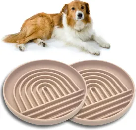 2PCS Slow Feeder Dog Bowl, Slow Feeding Bowls Non-Slip Puppy Puzzle Food Dish with Suction Cup Durable Silicone Dog Slow Feeder Bowl for Medium to Large Pet Dogs Cats (Pink)