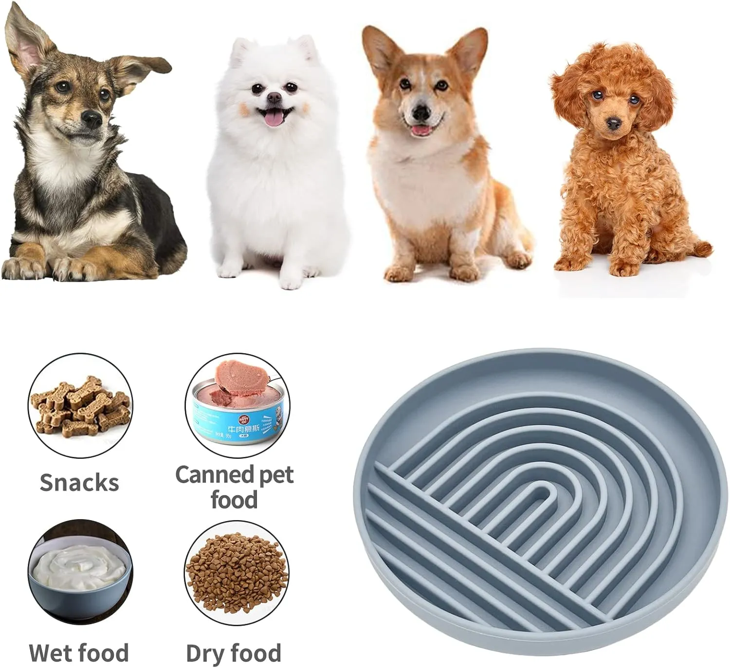 2PCS Slow Feeder Dog Bowl, Slow Feeding Bowls Non-Slip Puppy Puzzle Food Dish with Suction Cup Durable Silicone Dog Slow Feeder Bowl for Medium to Large Pet Dogs Cats (Pink)