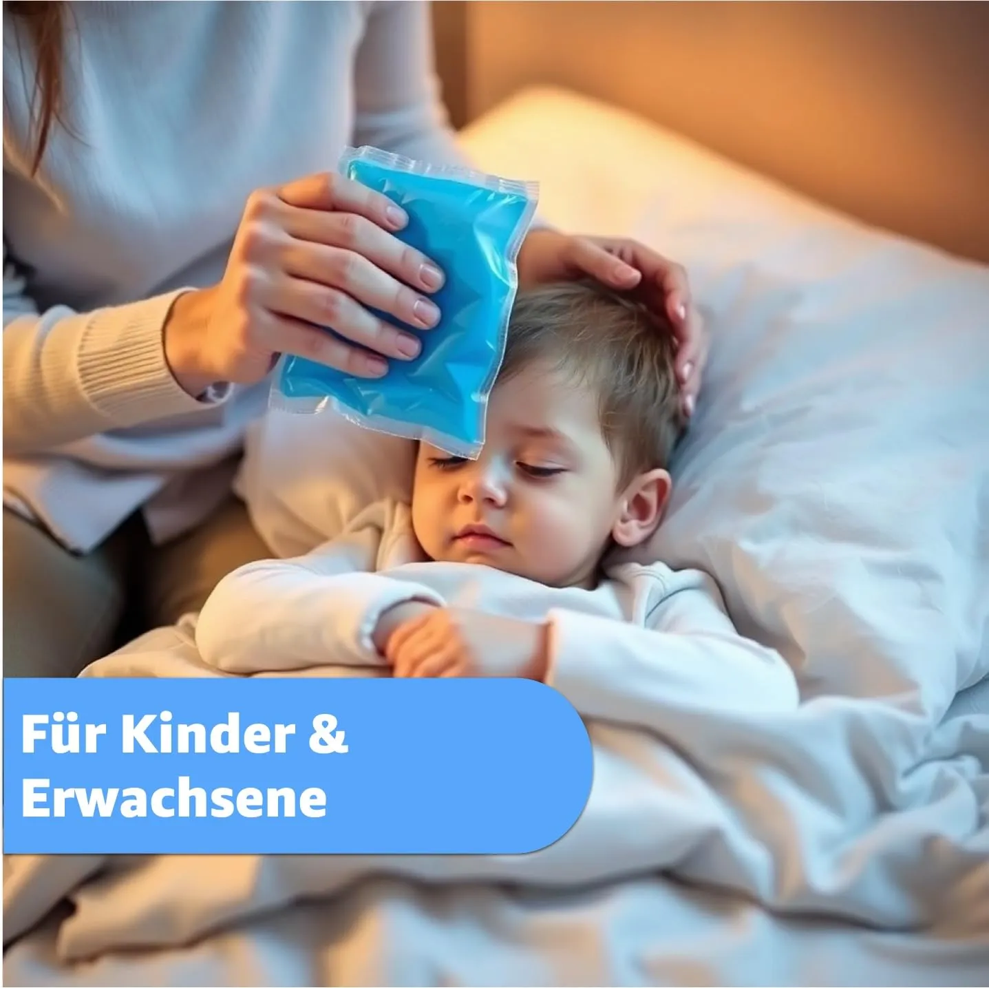 3 pieces - cooling pads - MADE IN GERMANY - gel blue, 16x16 cm - cool & cold compress - heat pads & cold packs - cooling pads - for wisdom teeth, pain & fever - children & adults 3x pieces