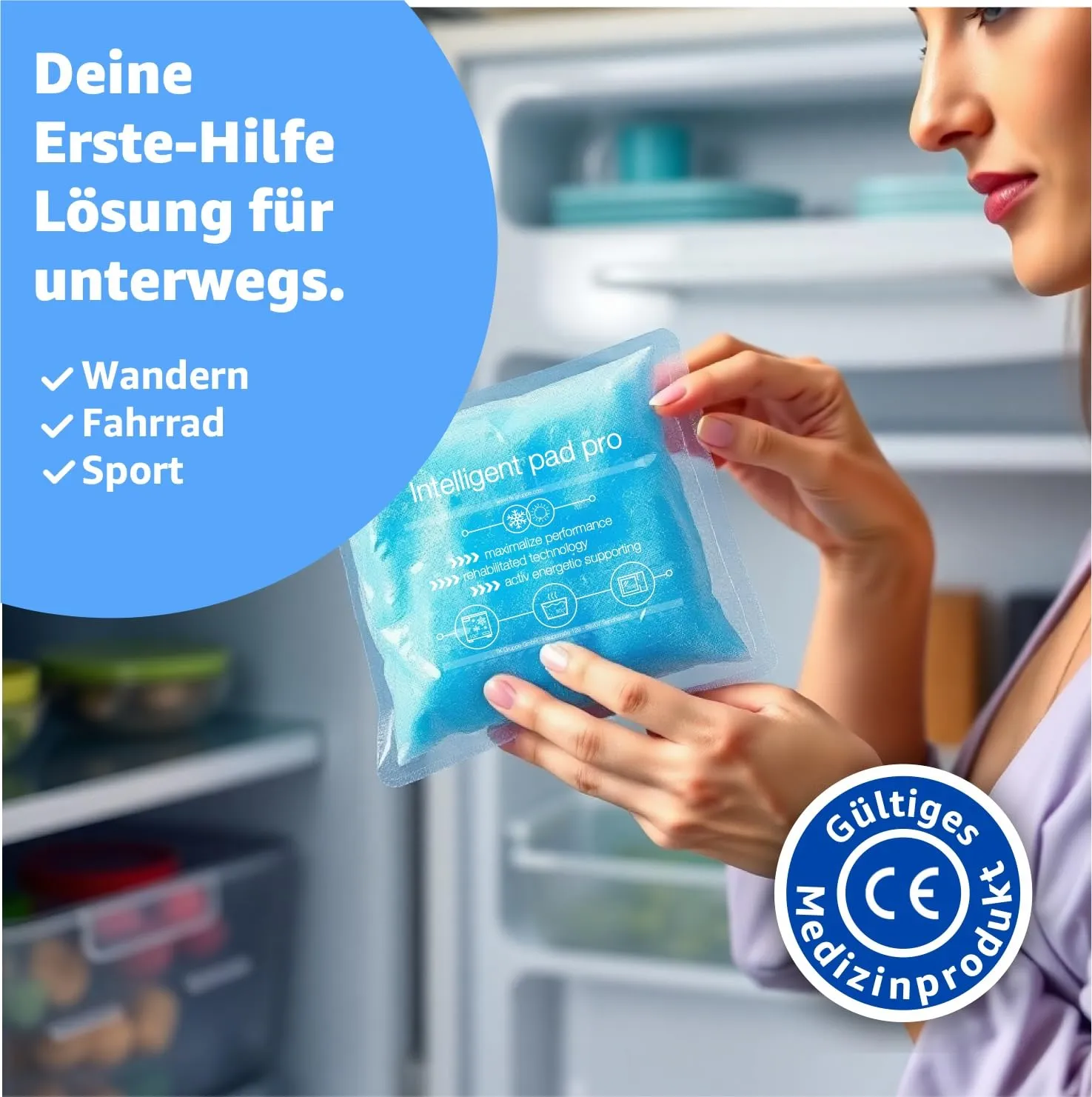 3 pieces - cooling pads - MADE IN GERMANY - gel blue, 16x16 cm - cool & cold compress - heat pads & cold packs - cooling pads - for wisdom teeth, pain & fever - children & adults 3x pieces