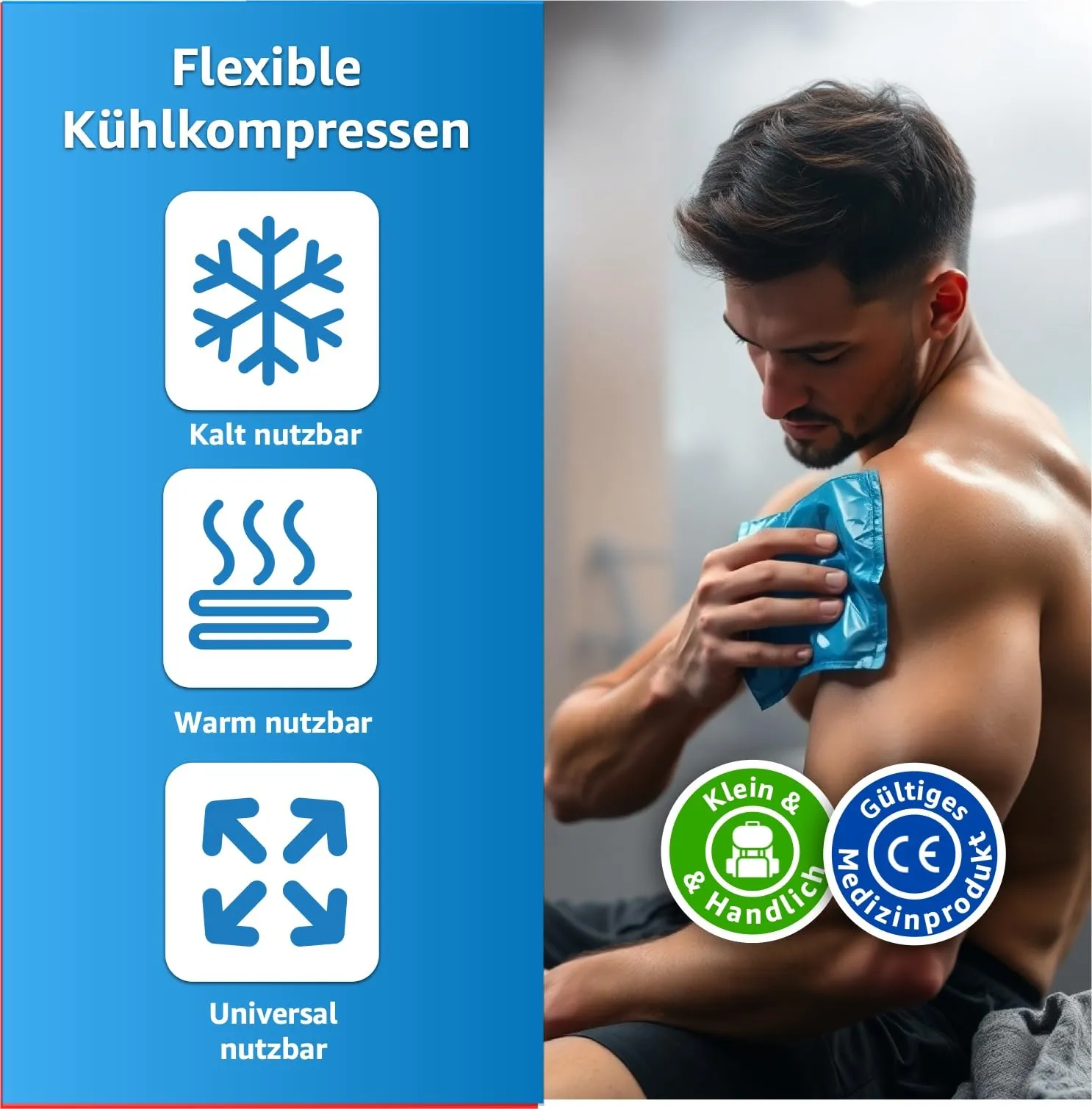 3 pieces - cooling pads - MADE IN GERMANY - gel blue, 16x16 cm - cool & cold compress - heat pads & cold packs - cooling pads - for wisdom teeth, pain & fever - children & adults 3x pieces