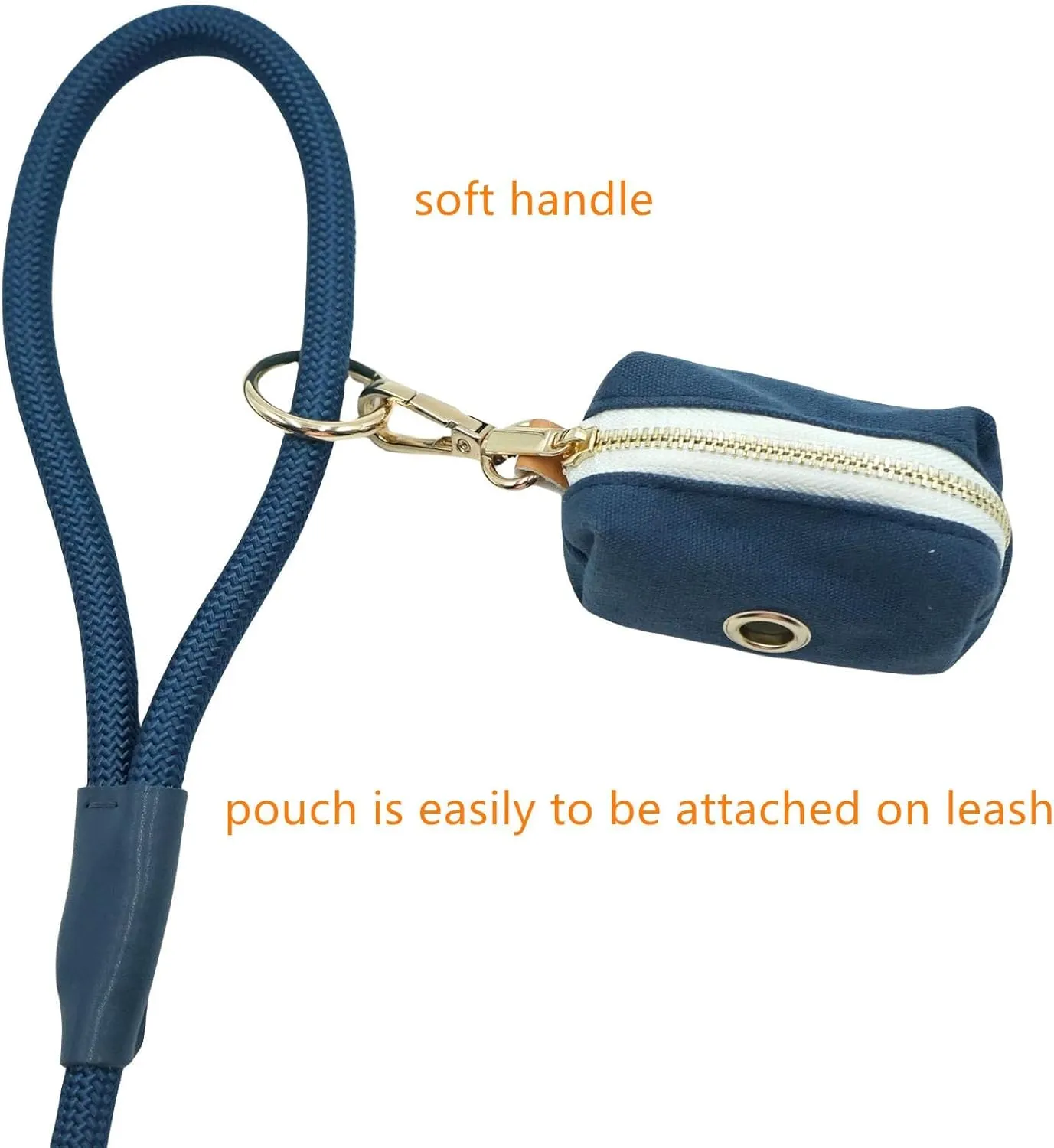 5FT Nylon Rope Dog Leash with Poop Bag Holder, Heavy Duty Snap Dog Leash, Soft Handle Rope Leash for All Breeds (Air blue, 5FTx10MM)