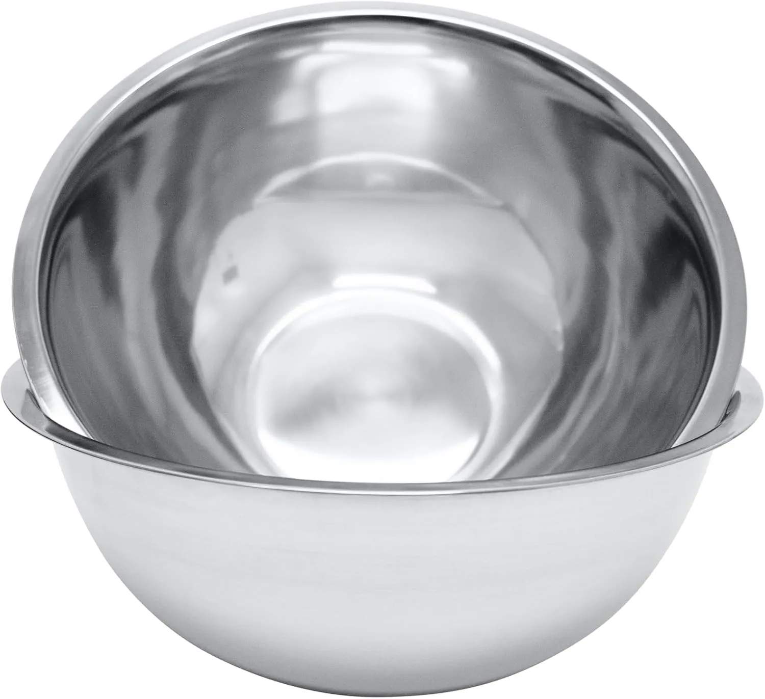 8 Quart, Set of 2, Mixing Bowls, Stainless Steel, Professional Chef, Commercial Kitchen, 13.25 Inches Diameter, Flat Base