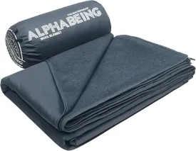 AlphaBeing Waterproof Outdoor Blanket with Merino Wool, Extra Thick Warm, Windproof, Packable Stadium Blankets for Cold Weather, Camping Gift, Pet, Car, Picnic, Concerts, 79" x 59", Navy