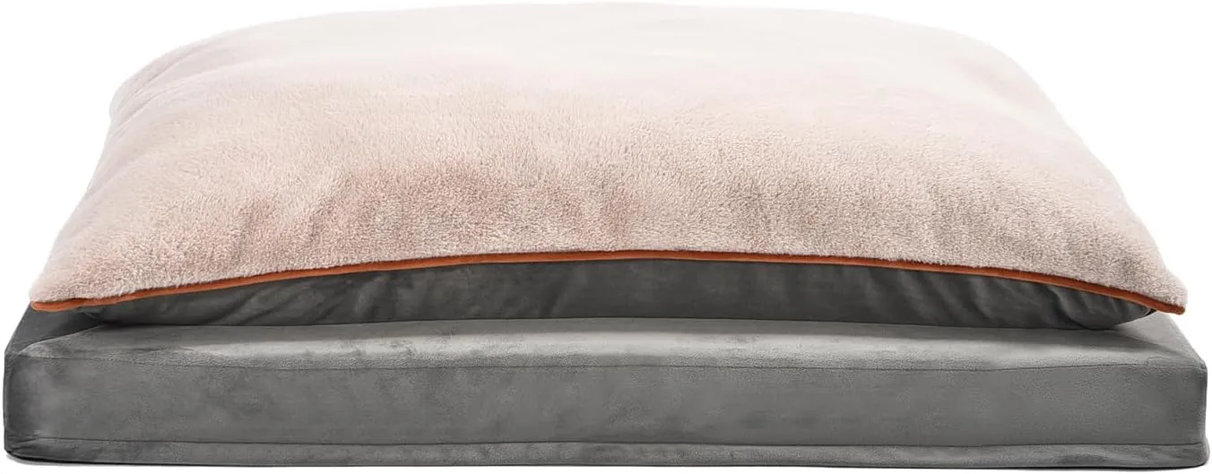 Amazon Basics Orthopedic Dog Bed for Dogs up to 90lbs, Cooling Gel Memory Foam, Non-Slip Bottom with Machine Washable Removable Cover, 40" X 30" X 8.5", Grey