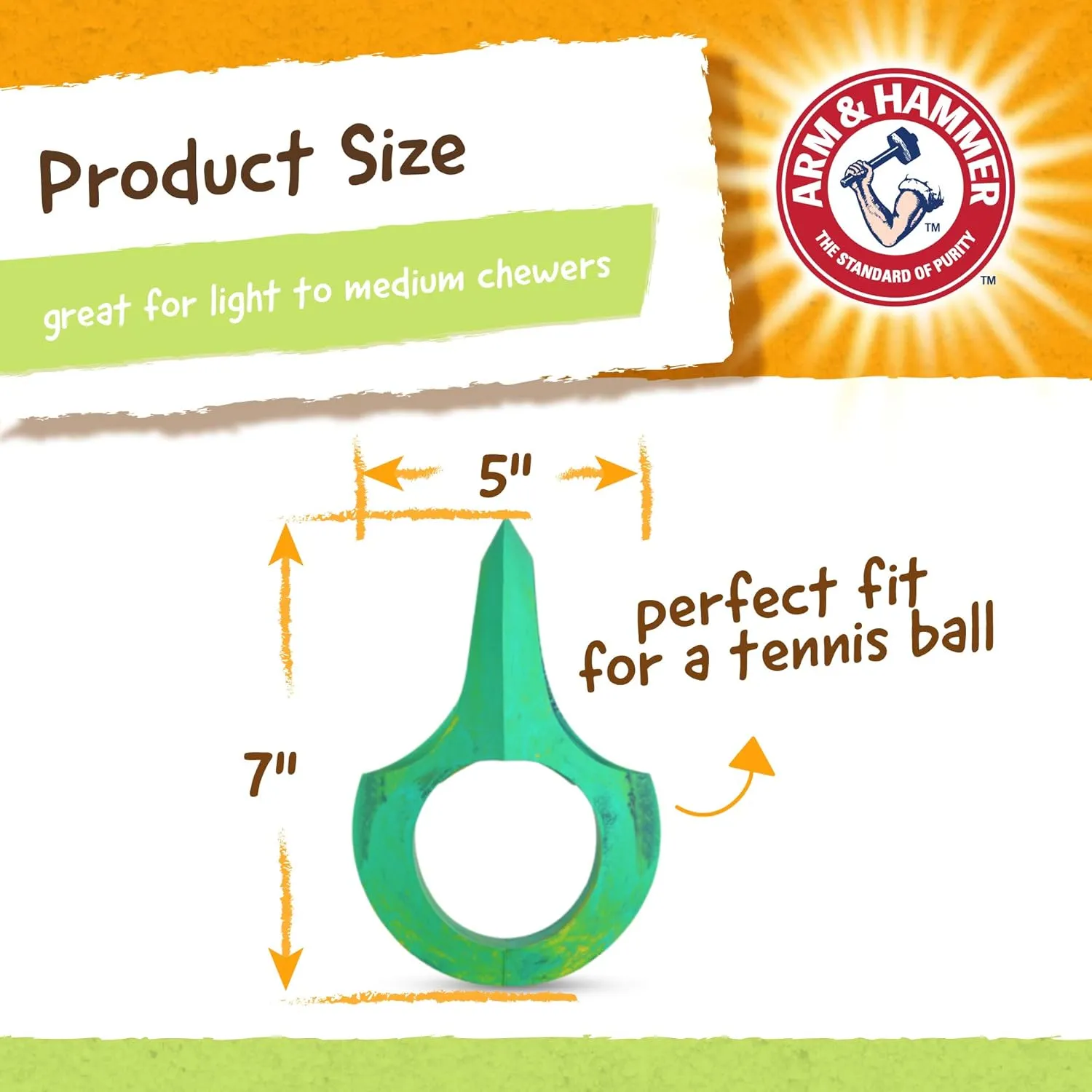 Arm & Hammer for Pets Rock-N-Roller Stuffable Dental Chew Toy for All Breed Sizes, Perfect Fit for Tennis Ball, Dog Chew Toy for the Toughest Chewers, Reduces Plaque & Tartar