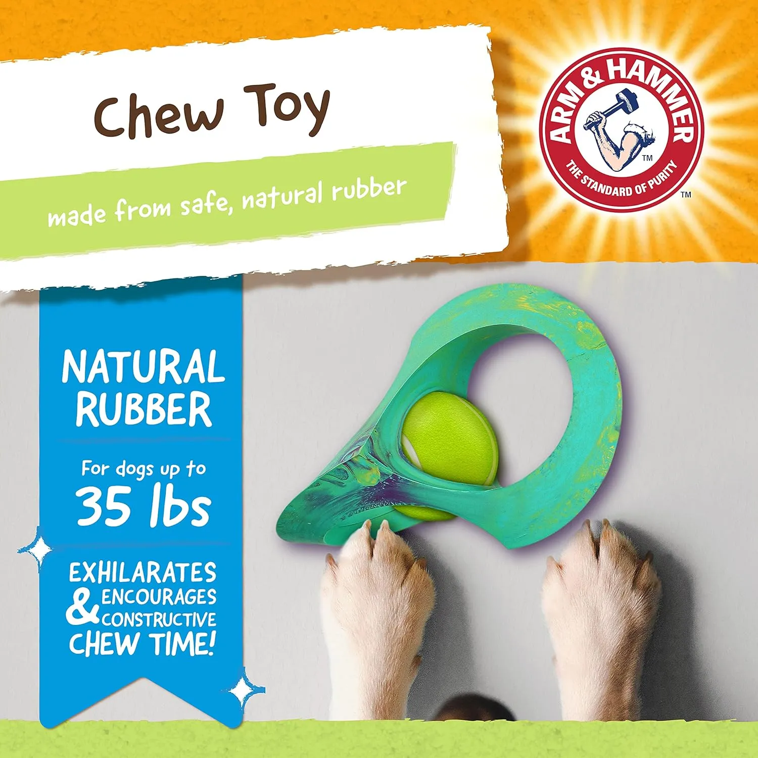 Arm & Hammer for Pets Rock-N-Roller Stuffable Dental Chew Toy for All Breed Sizes, Perfect Fit for Tennis Ball, Dog Chew Toy for the Toughest Chewers, Reduces Plaque & Tartar