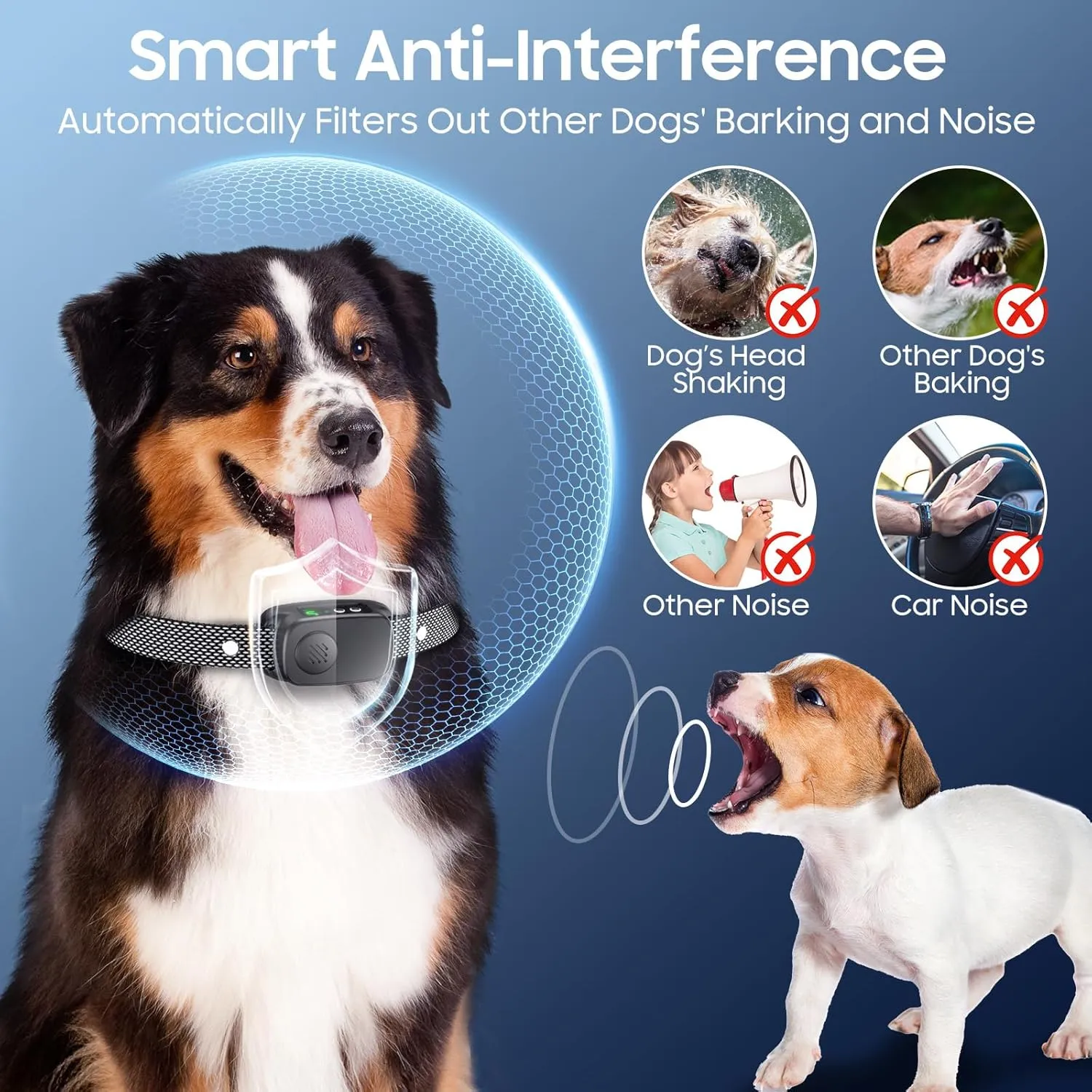 Bark Collar 2 Pack, Dog Bark Collar for Large Medium Dogs 30-120lbs, Automatic Waterproof Barking Collar with Beep Vibration and 5 Adjustable Sensitivity