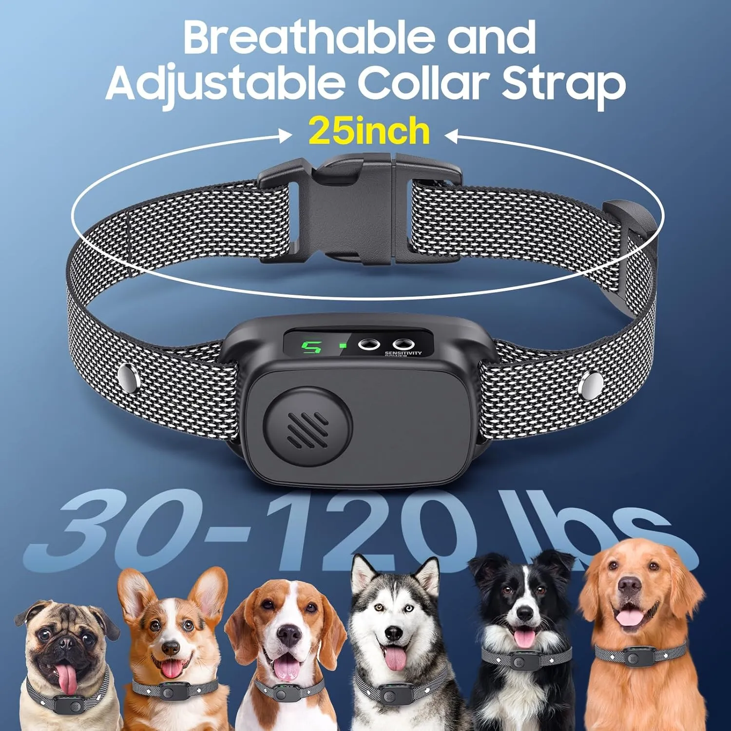 Bark Collar 2 Pack, Dog Bark Collar for Large Medium Dogs 30-120lbs, Automatic Waterproof Barking Collar with Beep Vibration and 5 Adjustable Sensitivity