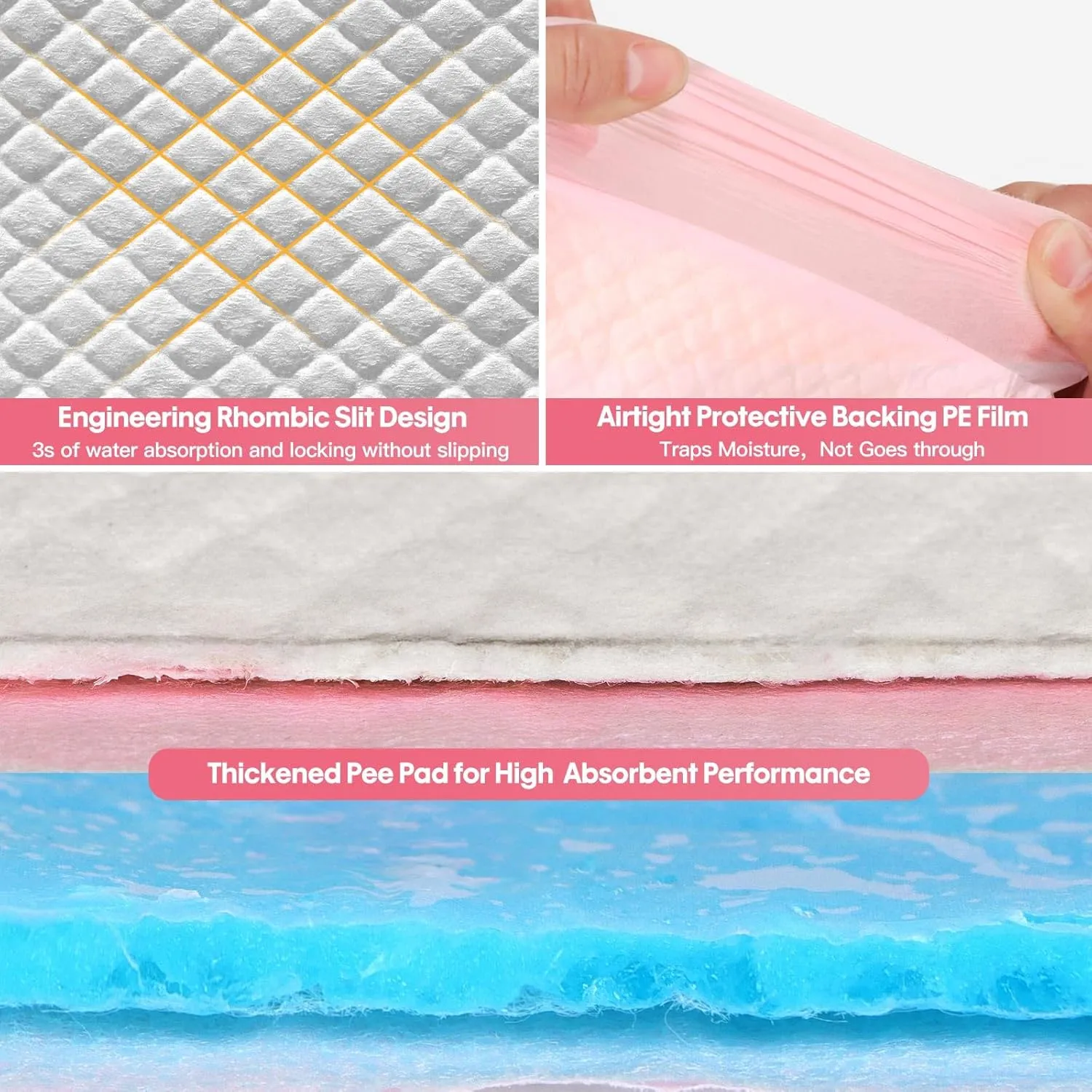 BinetGo Pink Disposable Pee Pads for Dogs, 40 Count 24 x 24 Large Wee Wee Pads for Urine, Extra Absorbent Unscented Puppy Pads, Pet Training Pads for Dogs, Pink Doggy Pee Pads for Indoors