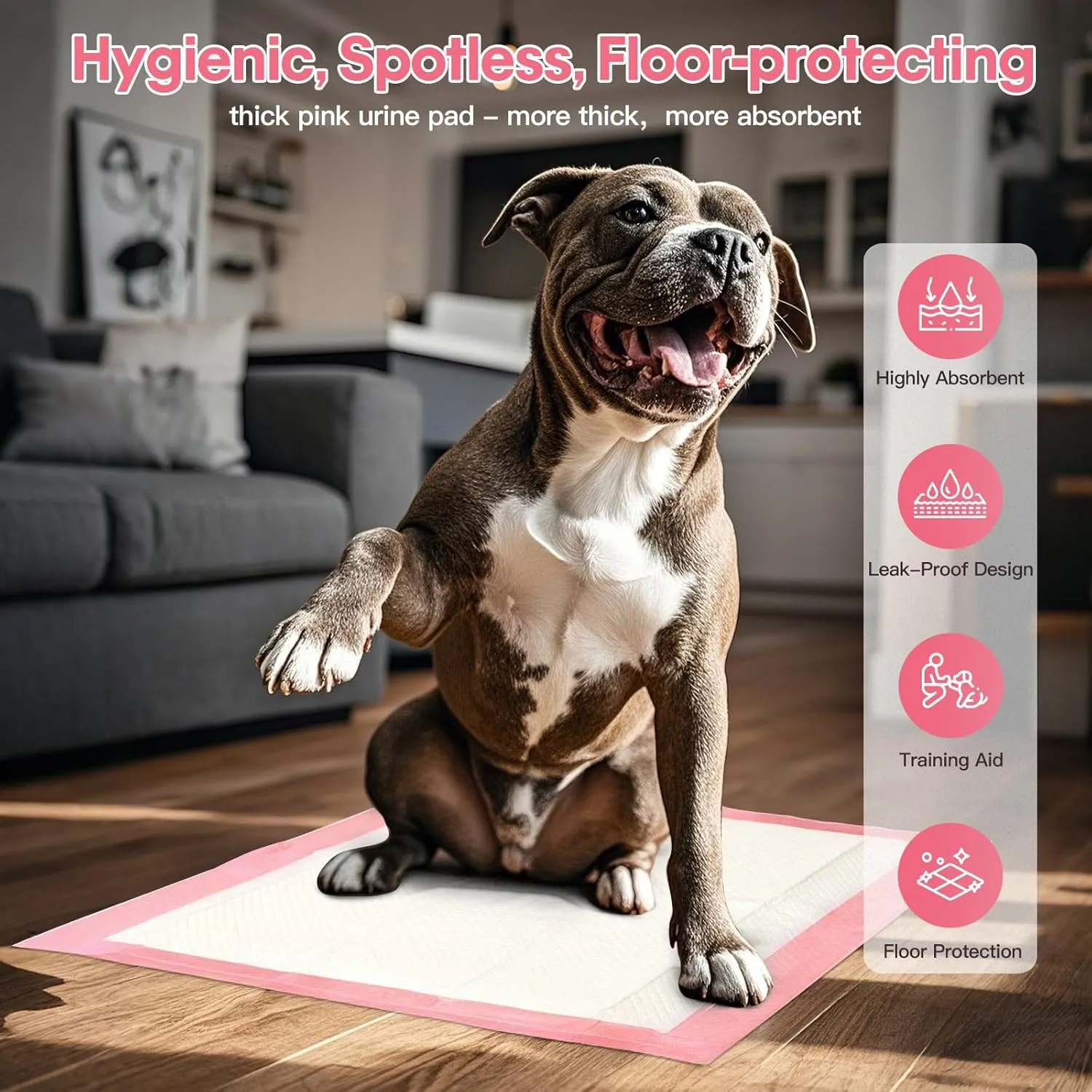 BinetGo Pink Disposable Pee Pads for Dogs, 40 Count 24 x 24 Large Wee Wee Pads for Urine, Extra Absorbent Unscented Puppy Pads, Pet Training Pads for Dogs, Pink Doggy Pee Pads for Indoors