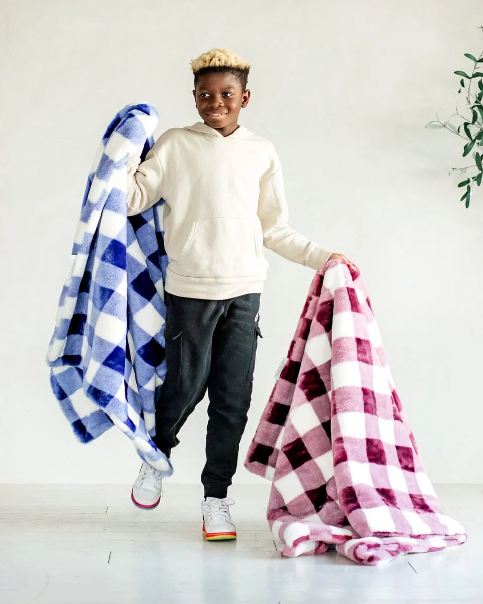 Buffalo Check Cobalt Minky Blanket JulesRoche Ultra Plush Fleece Throw