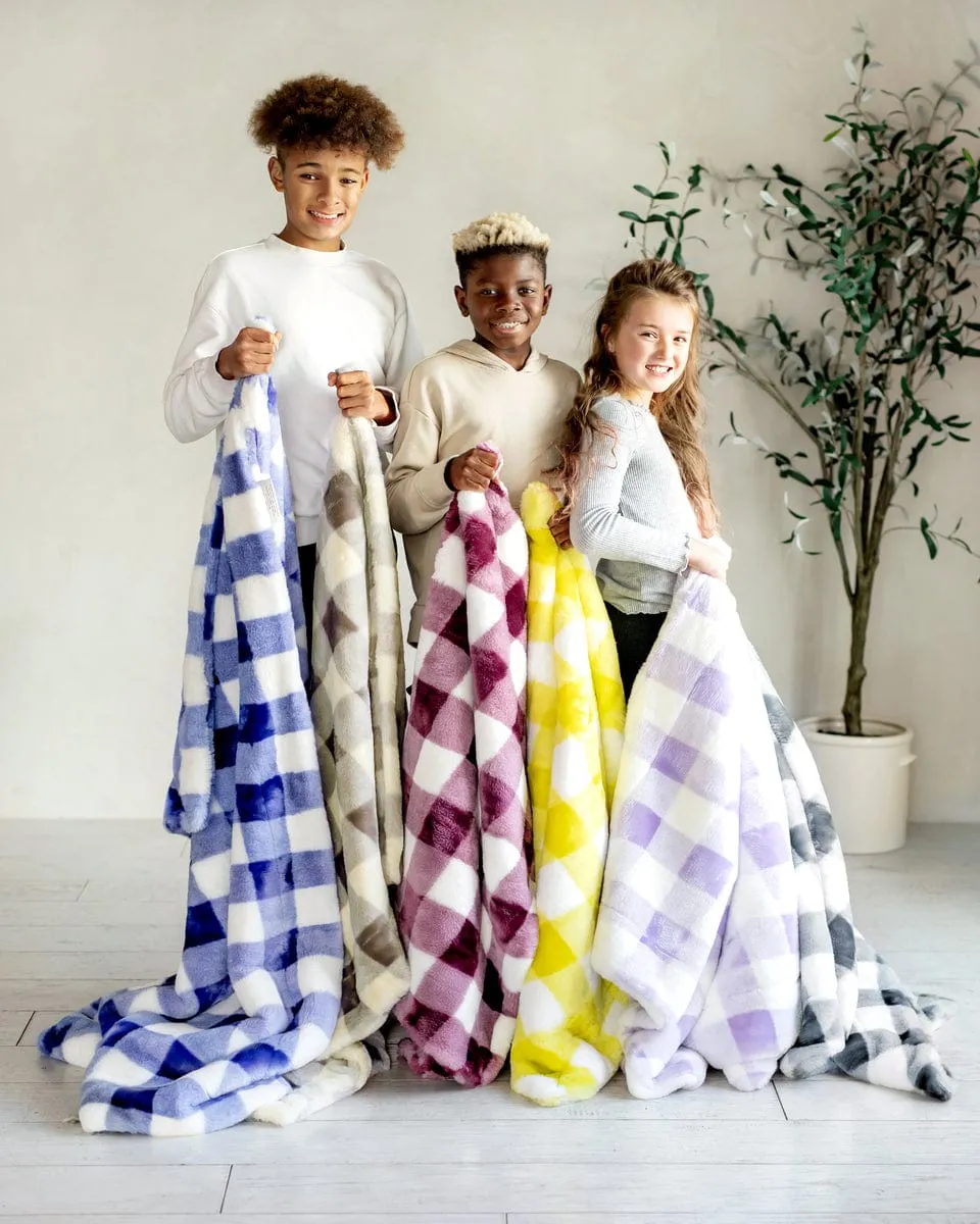 Buffalo Check Cobalt Minky Blanket JulesRoche Ultra Plush Fleece Throw