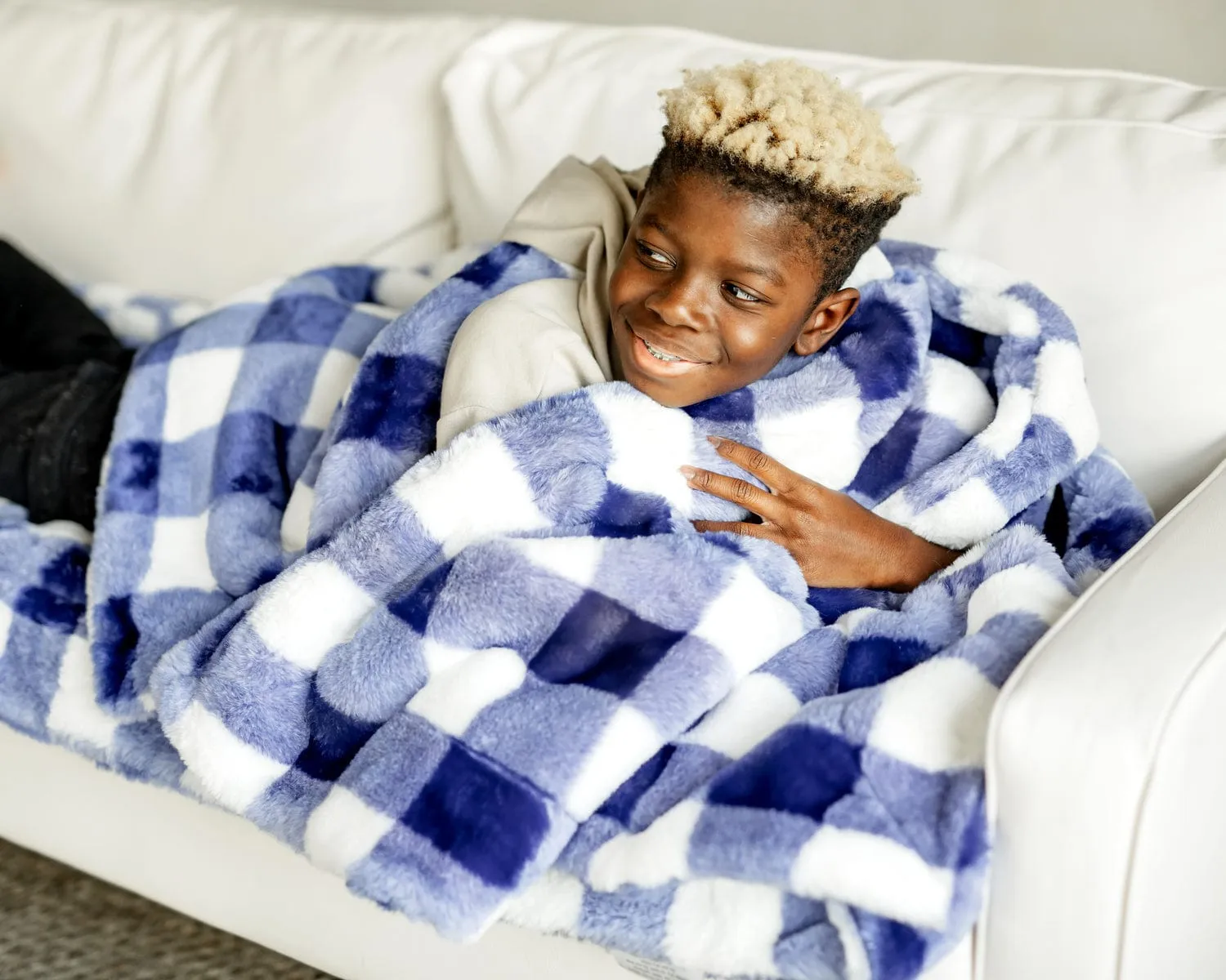 Buffalo Check Cobalt Minky Blanket JulesRoche Ultra Plush Fleece Throw