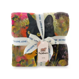 Cat Fabric Shineful Fleece Blanket Cat in Garden