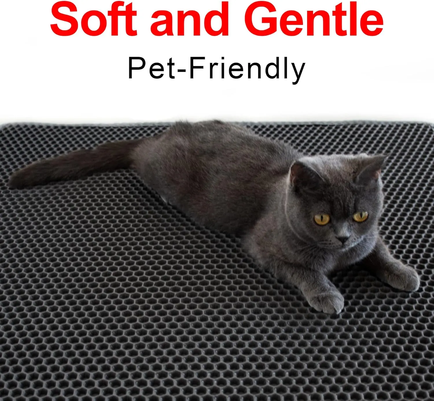 Cat Litter Mat, 30" X 24" Litter Trapping Mat, Double Layer Honeycomb Litter Box Mat, Urine & Waterproof Kitty Litter Mat, Scatter Control Easy Clean (Black)