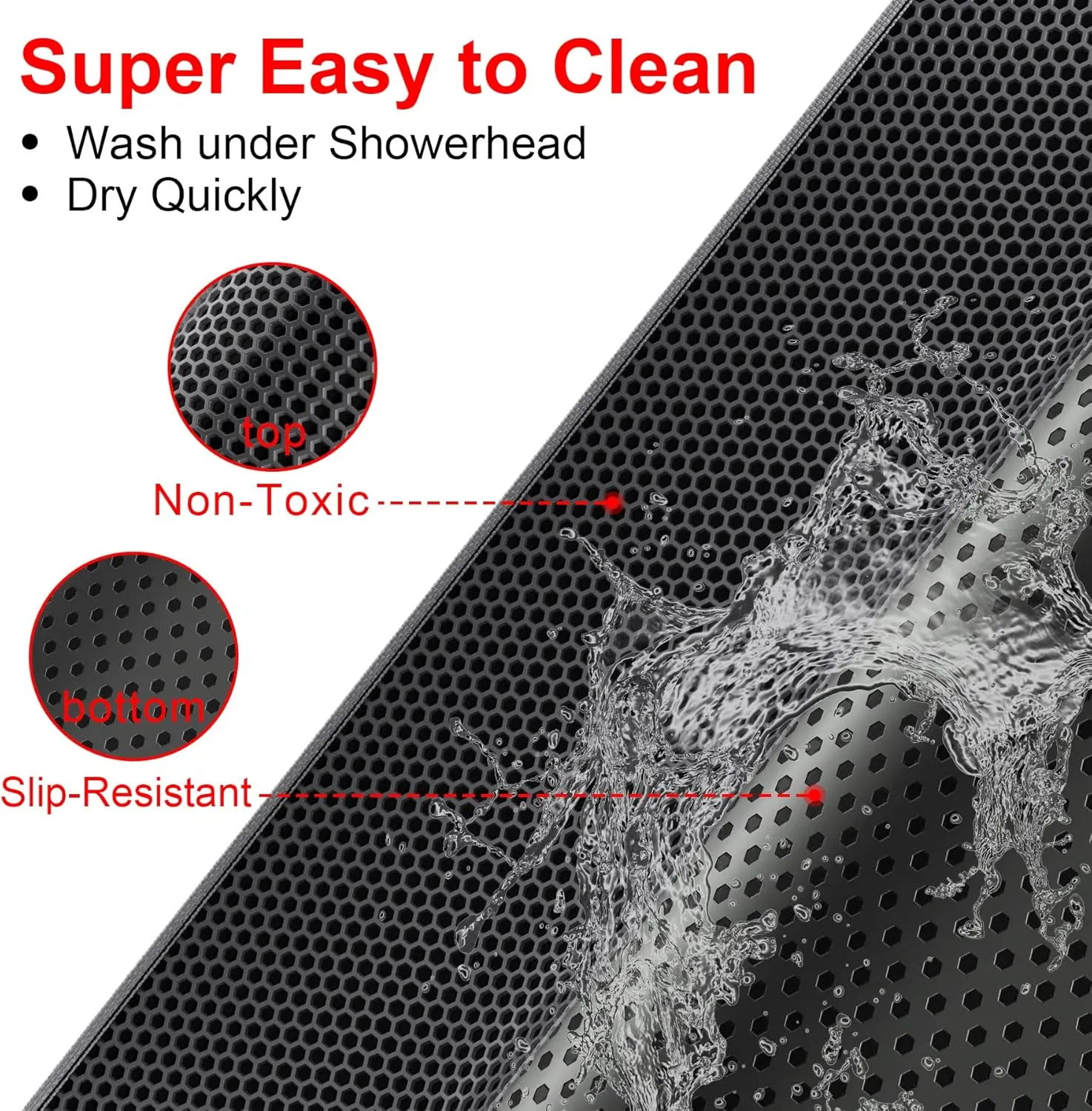 Cat Litter Mat, 30" X 24" Litter Trapping Mat, Double Layer Honeycomb Litter Box Mat, Urine & Waterproof Kitty Litter Mat, Scatter Control Easy Clean (Black)