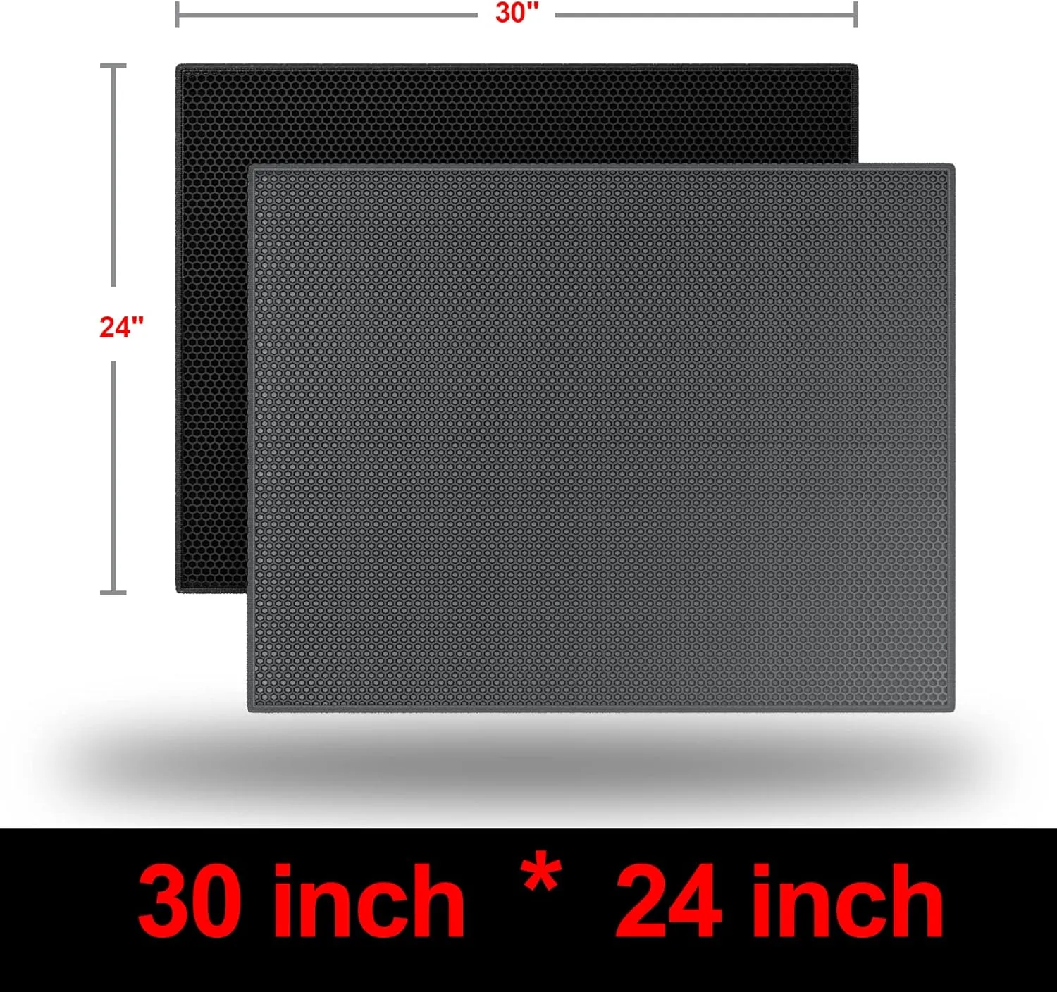 Cat Litter Mat, 30" X 24" Litter Trapping Mat, Double Layer Honeycomb Litter Box Mat, Urine & Waterproof Kitty Litter Mat, Scatter Control Easy Clean (Black)