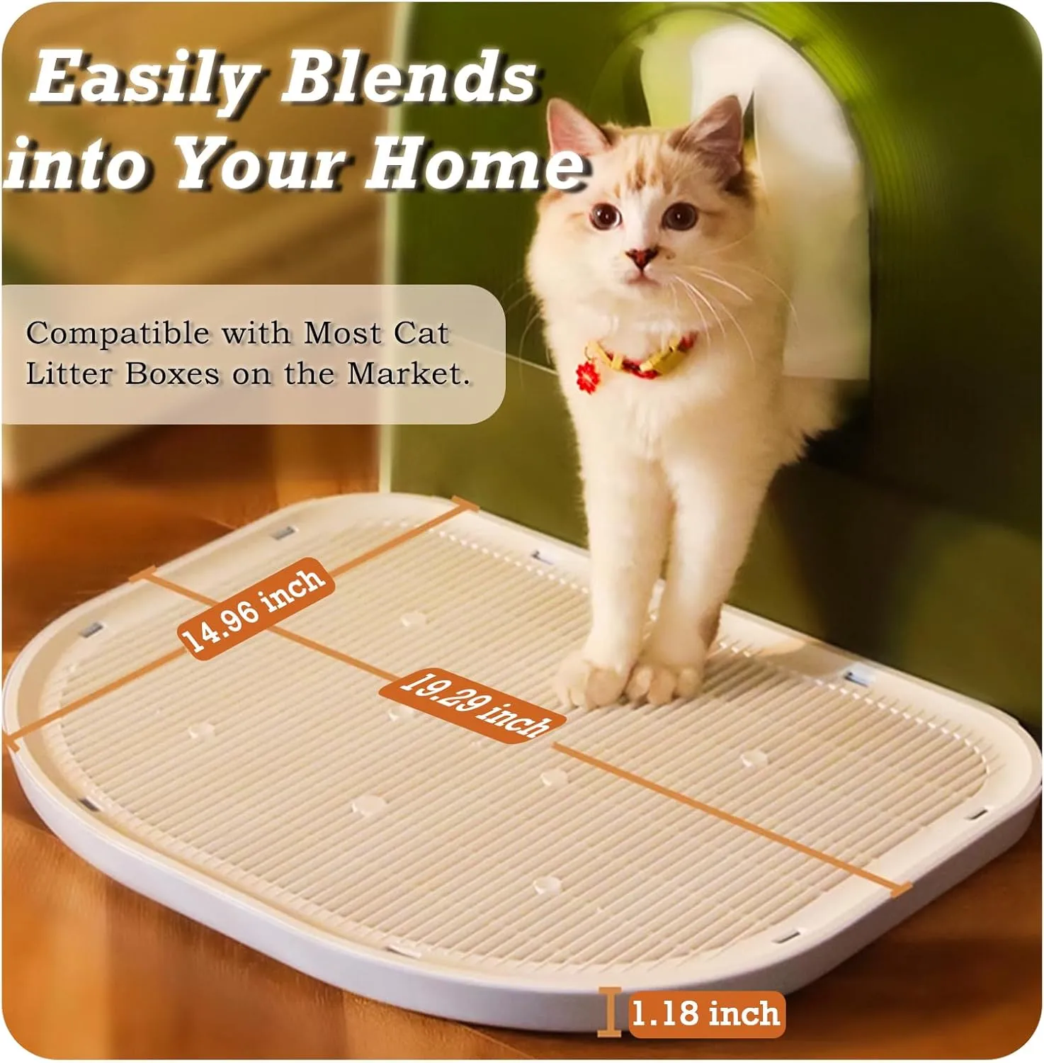 Cat Litter Mat Litter Trapping Mat,19.29"14.96",Double-layer Cat Litter Box Mat for Floor,XL Litter Matt for Kitty,Mat Catcher,Waterproof,Washable,Easy Clean,Less Waste(Grey)