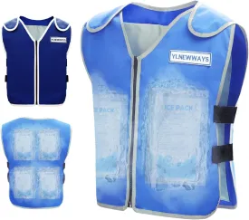Cooling Vest for Men&Women, Ice Reflective Vest with 24 PCS Ice Packs, Cool Jacket for Hot Weather with Pockets, Unisex Adult Workout Apparel