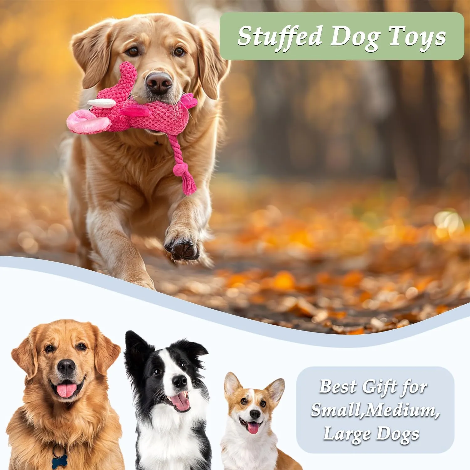 Cute Plush Elephant Dog Toy with Squeaky Sound & Crinkle Paper - Perfect for Small, Medium & Large Dogs (Pink)