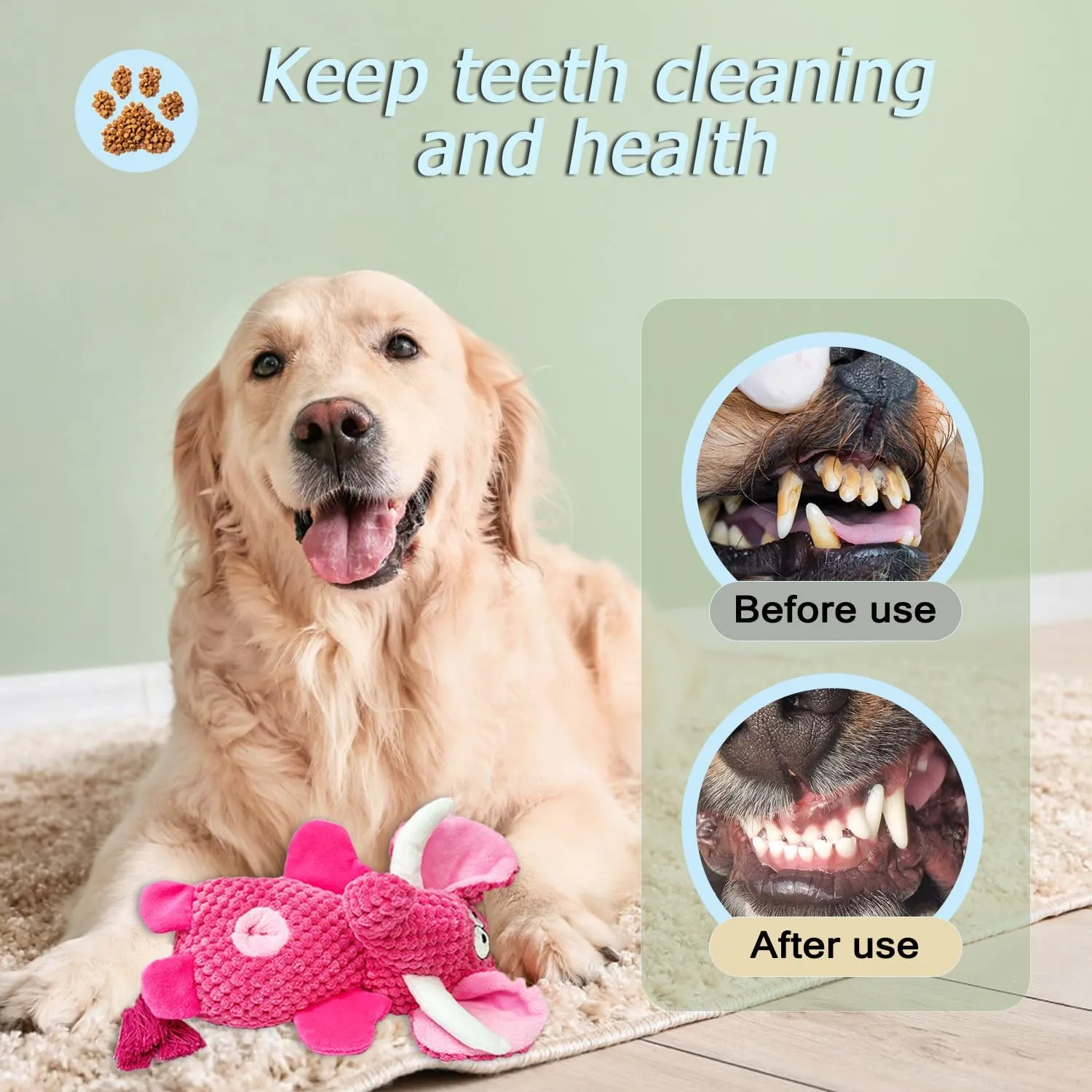 Cute Plush Elephant Dog Toy with Squeaky Sound & Crinkle Paper - Perfect for Small, Medium & Large Dogs (Pink)