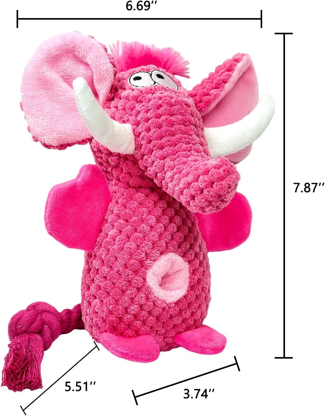 Cute Plush Elephant Dog Toy with Squeaky Sound & Crinkle Paper - Perfect for Small, Medium & Large Dogs (Pink)