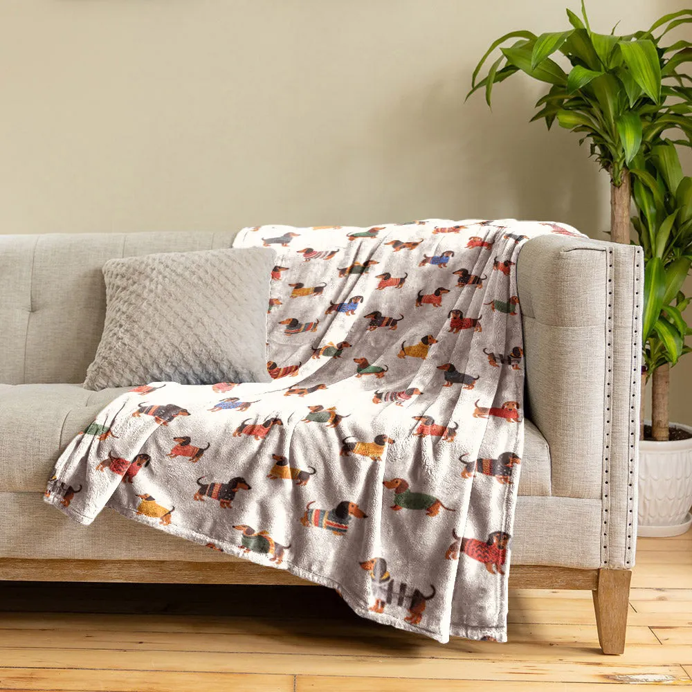 Dachshund Shineful Fleece Blanket Dachshund pattern
