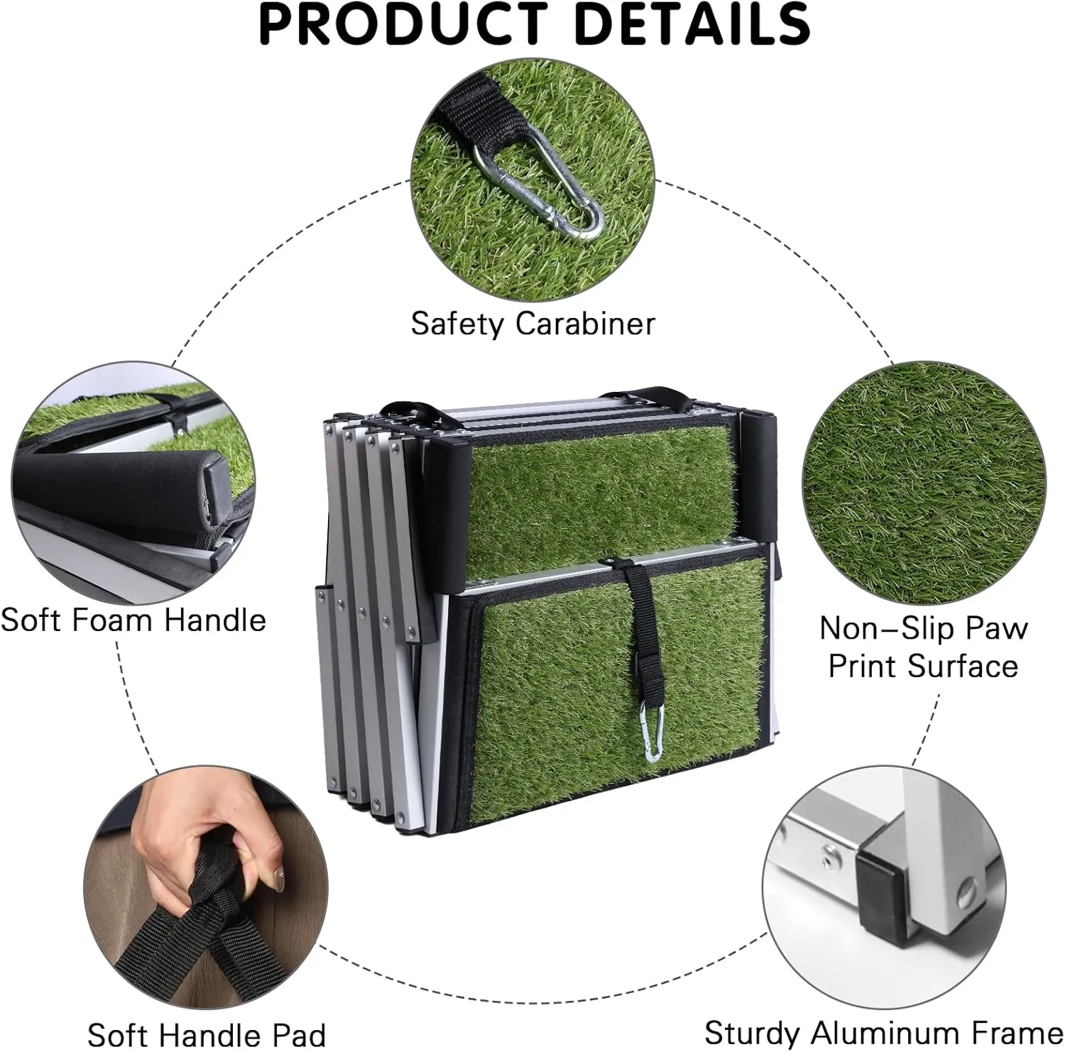 DGSL Dog Ramp for Car, Extra Wide 4 Steps Stairs for Truck, Folding Steps for Dogs with Non-Slip Surface, Pet Loader Dog for Large Dog, SUV, Side Door and Bed (Green, 16.9In-4 Steps)
