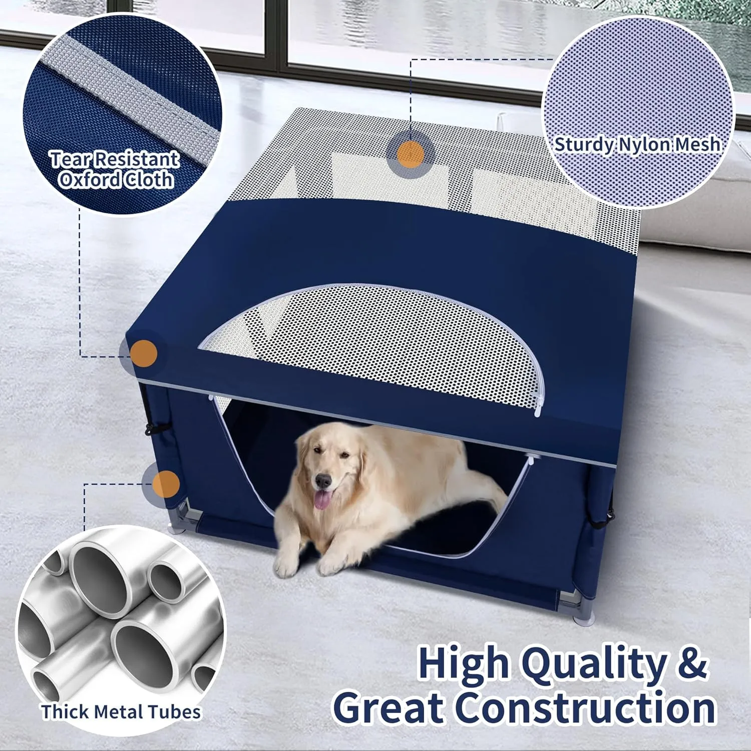 Dog Kitten Playpen with Play Pen Cover for Cat Indoor, 42x42 x25.5 Puppy Playpen for Small Pet with See-Through Topper Proof Enclosed Door Dog Pen, Sturdy Warm Protable Play Pen for Cat