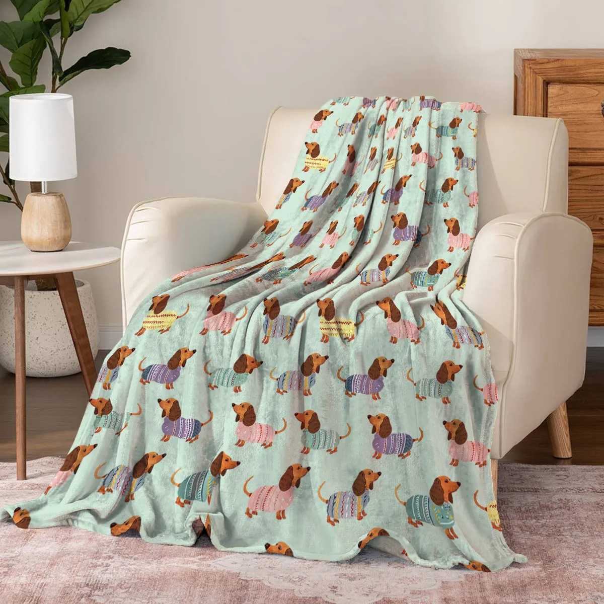 Dog Shineful Fleece Blanket Colorful Dachshunds