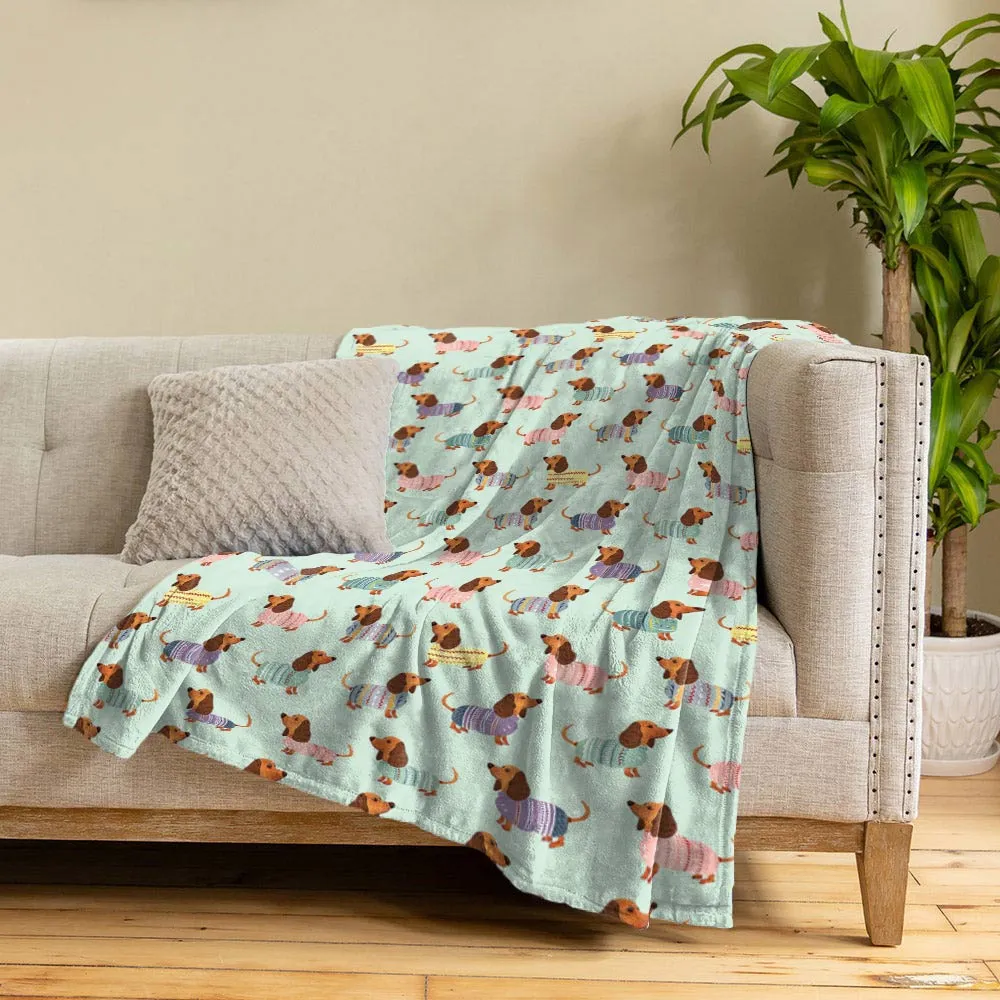 Dog Shineful Fleece Blanket Colorful Dachshunds