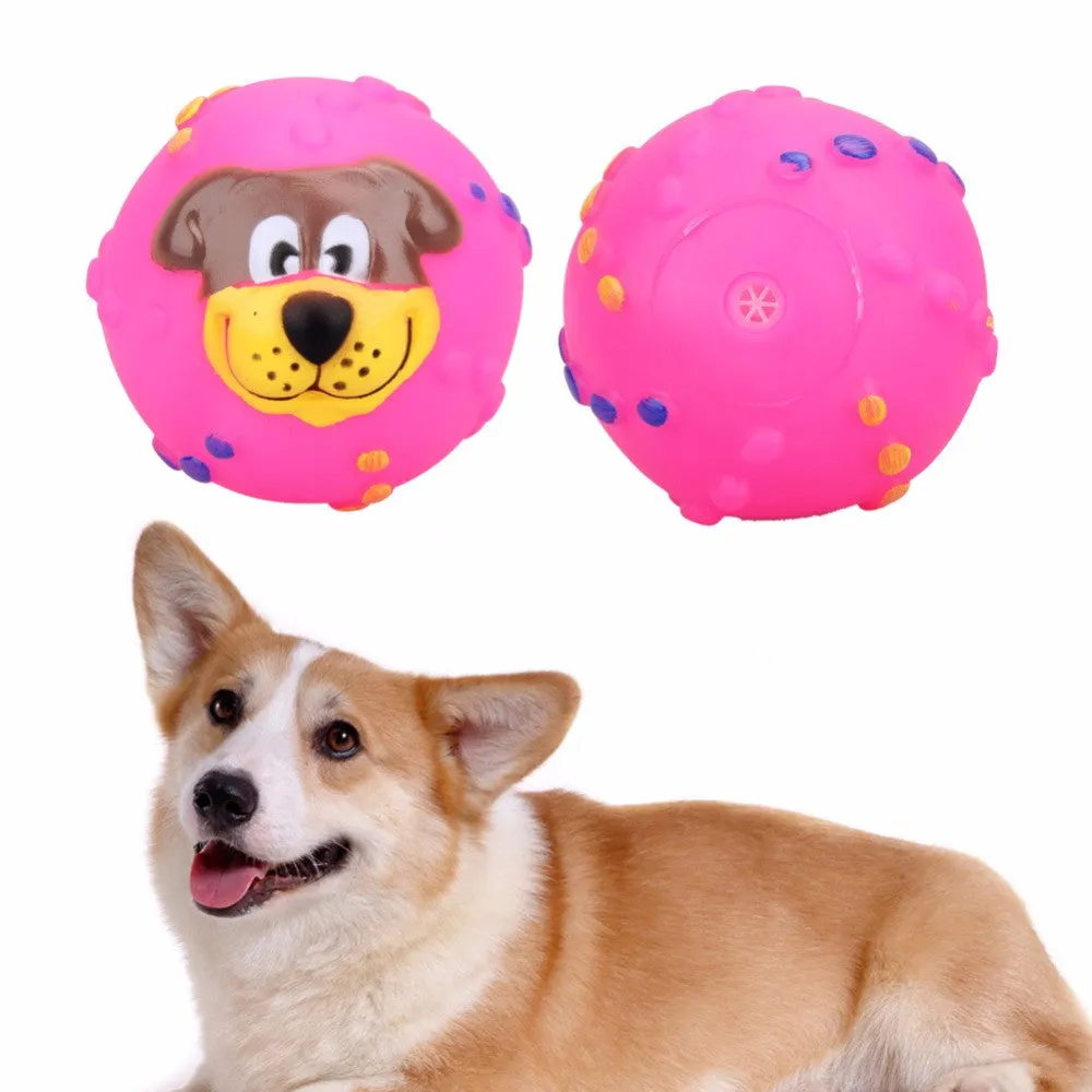 Dog Toys Soft Rubber Dog Face Chew Squeaker Squeaky Toys