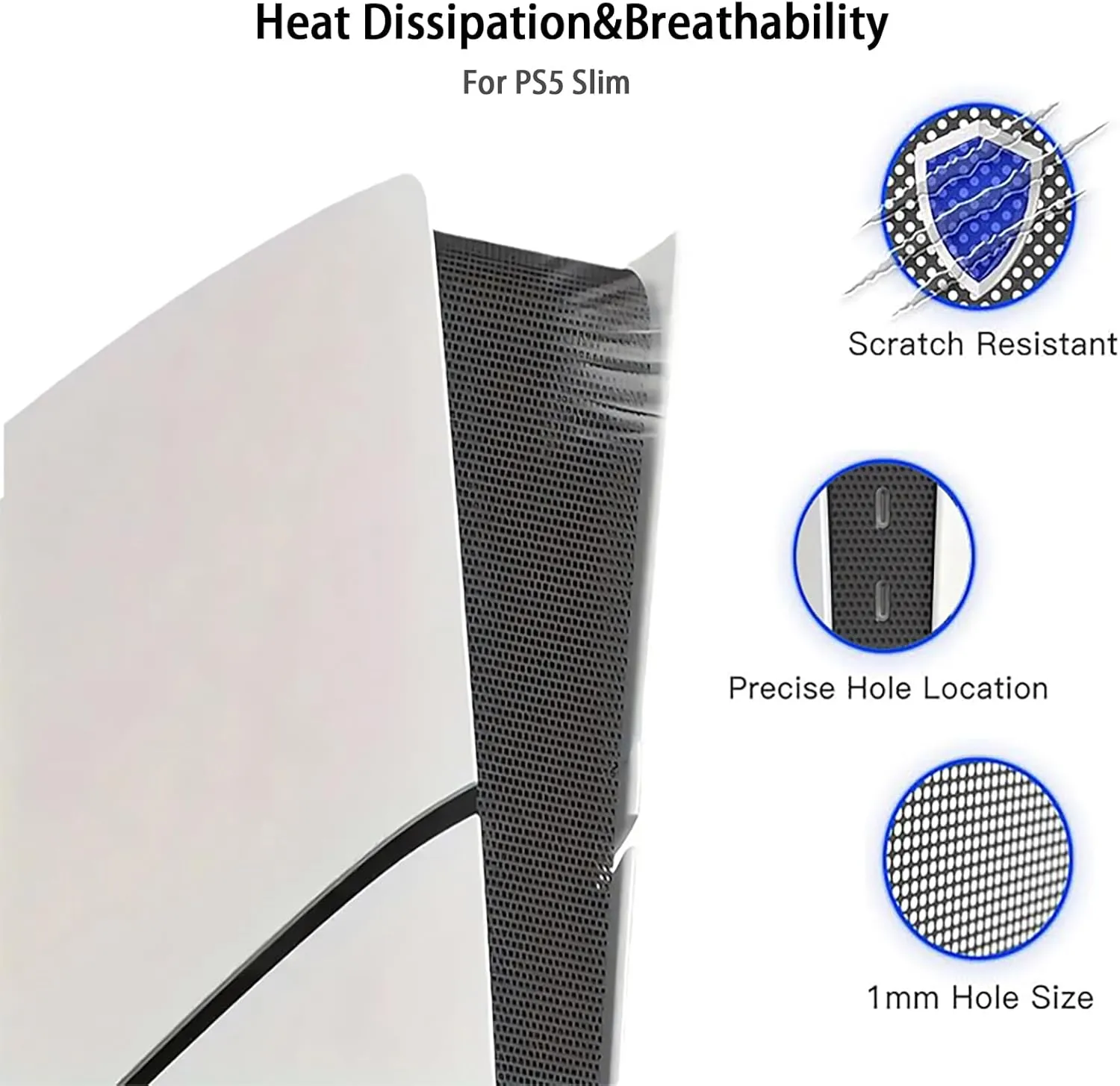 Dust Cover Net for PS5 Slim Console (Long Version), PS5 Slim Heatsink Barrier Pets Hair Anti-dust Cover Dustproof for PlayStation 5 Slim Optical Drive Version/Digital Version Accessories.(Red)