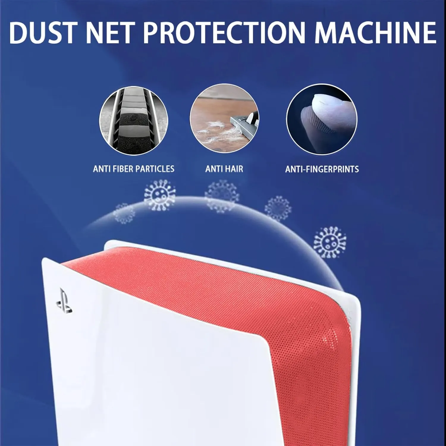 Dust Cover Net for PS5 Slim Console (Long Version), PS5 Slim Heatsink Barrier Pets Hair Anti-dust Cover Dustproof for PlayStation 5 Slim Optical Drive Version/Digital Version Accessories.(Red)