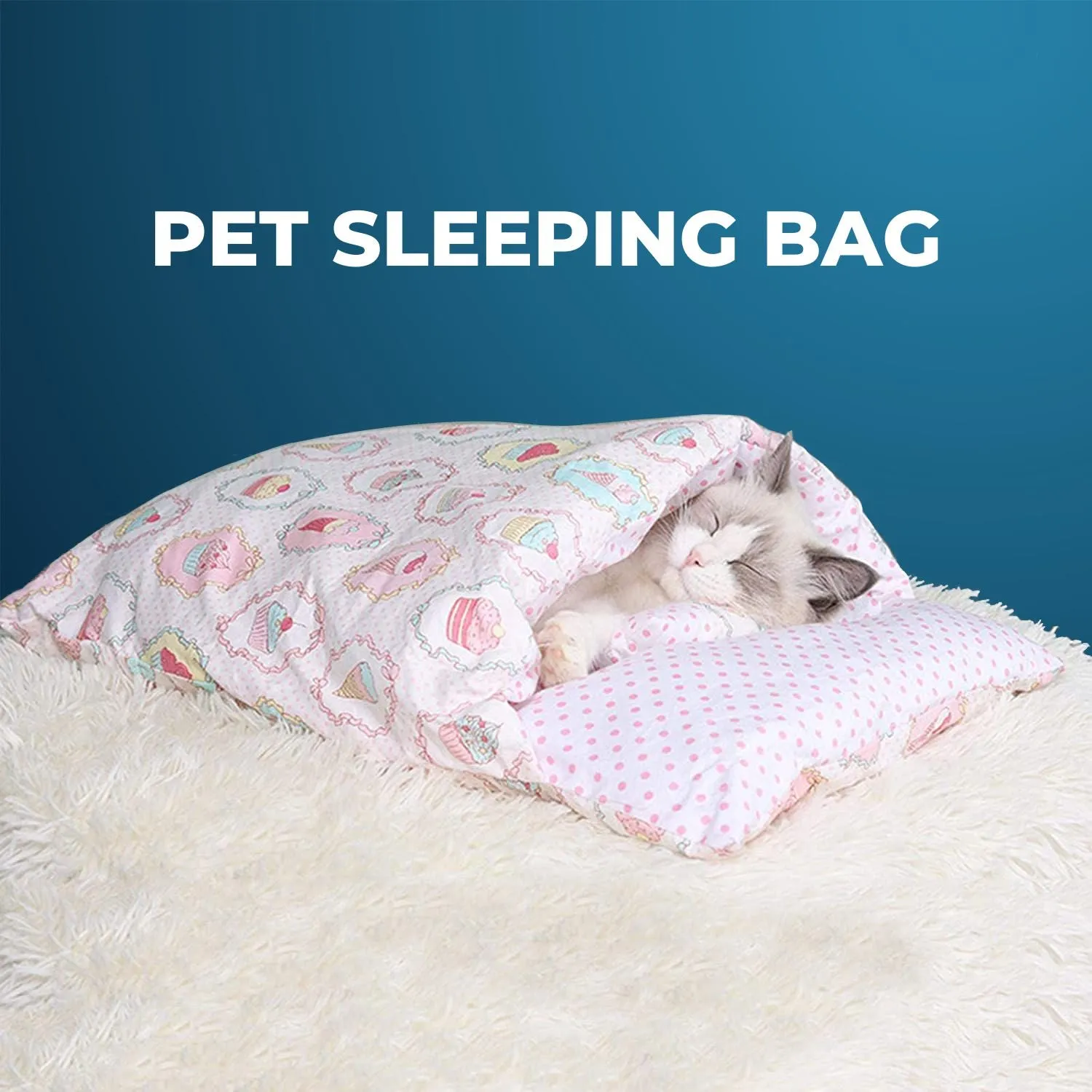 Floofi Pet Sleeping Bag (L size Pink Ice Cream)