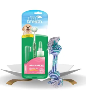 Fresh Breath Oral Care Kit for Puppies Bundle with Lil Baby Rope  Dog Tooth Brushing Kit - Promotes Healthy Teeth and Gums  Gift Set (2 Items)