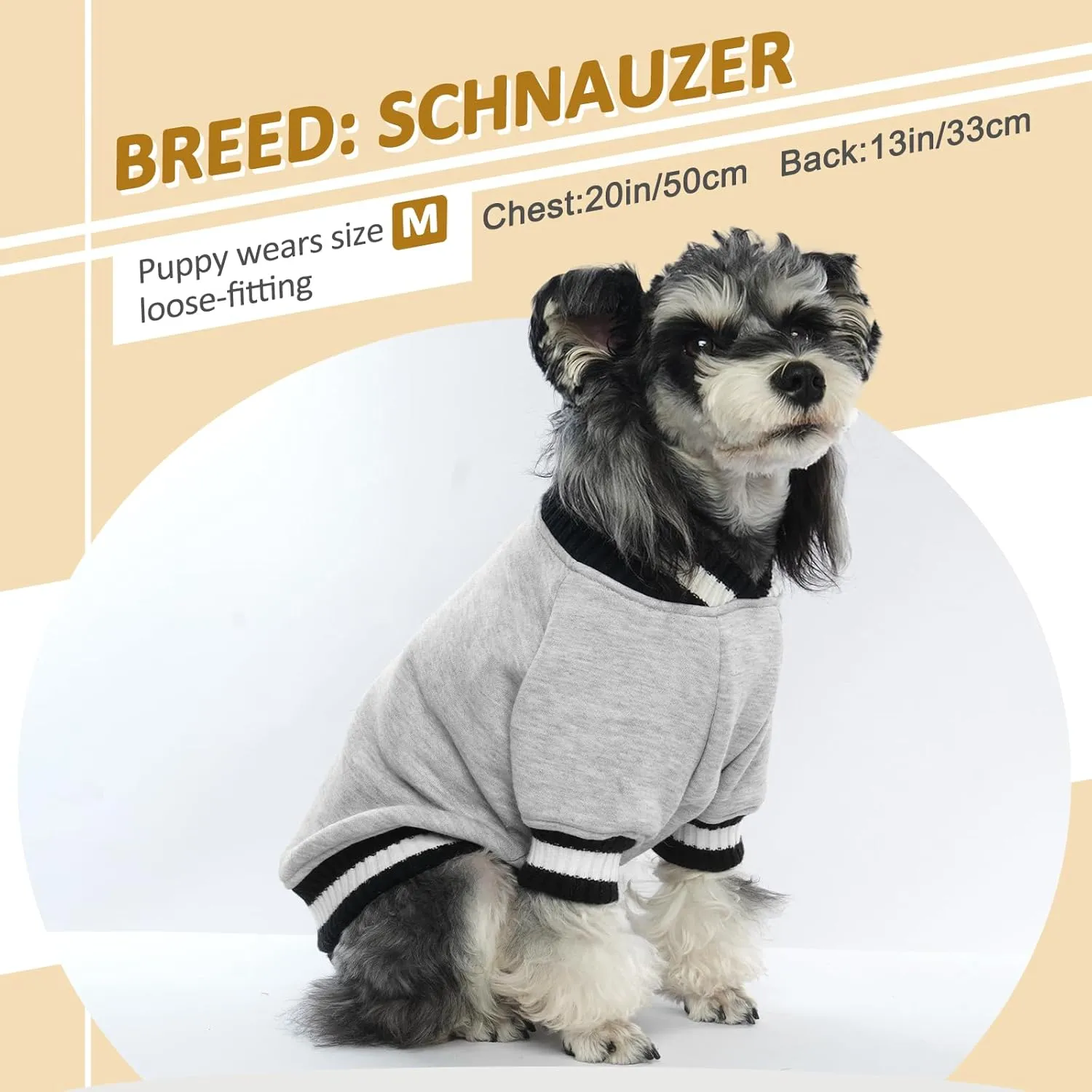 FUAMEY Dog Pullover for Small to Medium Dogs - Warm Winter Sweater with Soft Fleece, Cute Pet Doggie Outfit for Boys & Girls, Grey, L