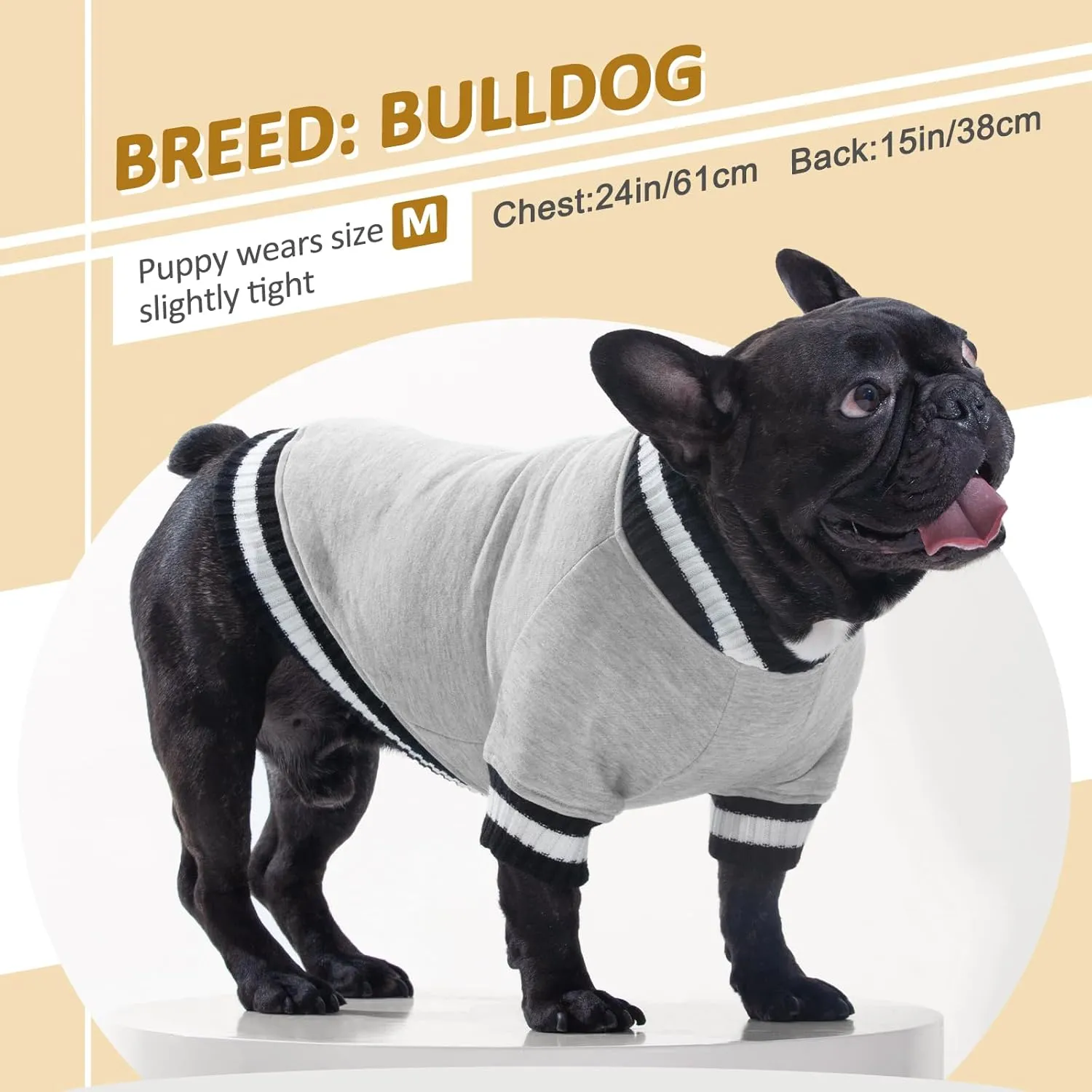 FUAMEY Dog Pullover for Small to Medium Dogs - Warm Winter Sweater with Soft Fleece, Cute Pet Doggie Outfit for Boys & Girls, Grey, L