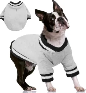 FUAMEY Dog Pullover for Small to Medium Dogs - Warm Winter Sweater with Soft Fleece, Cute Pet Doggie Outfit for Boys & Girls, Grey, L