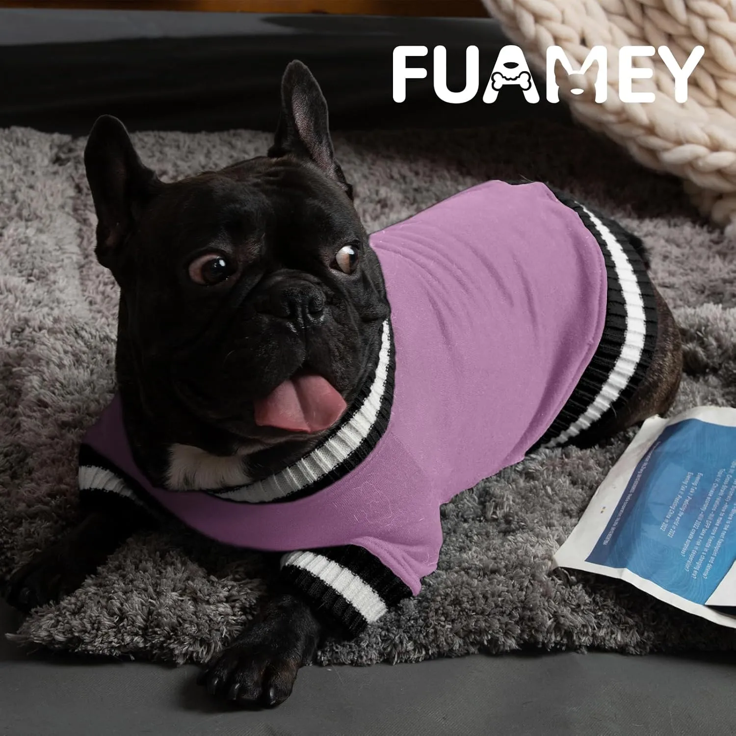 FUAMEY Dog Pullover SweatshirtDog Winter Sweaters Warm Clothes Vest Thick Puppy Soft Pet Fleece Sweater Cute Doggie Boy Girl Outfit for Small Medium Dogs Lavender XS, X-Small(chest:15.3in)